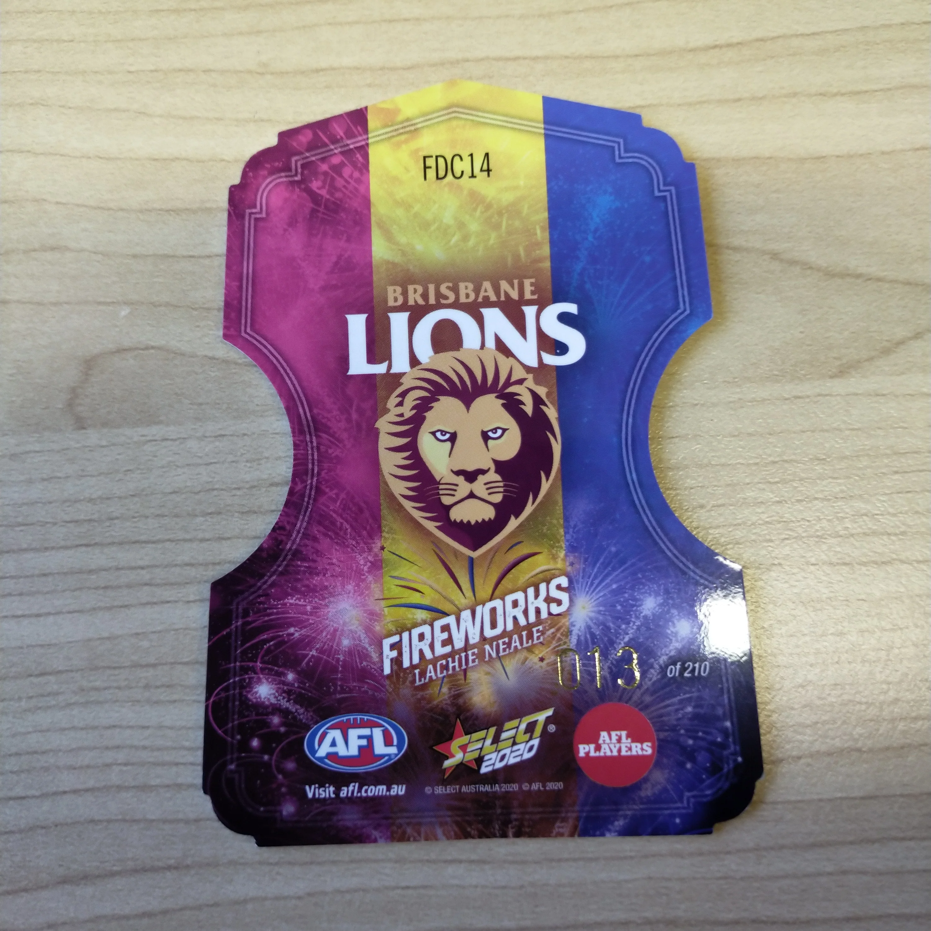 2020 Select Fireworks Lachie Neale Brisbane Lions No.013/210 - Image 2
