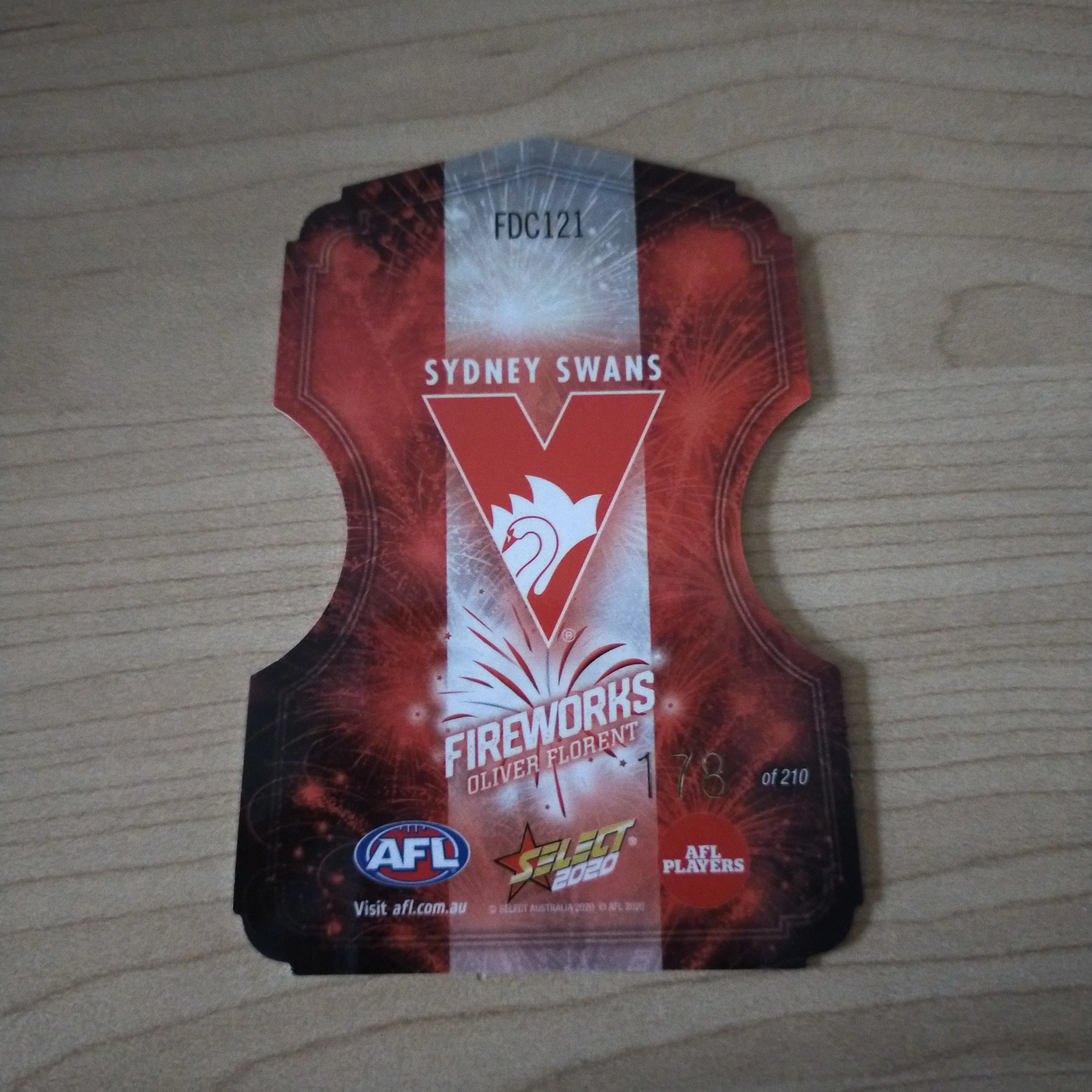 2020 Select Footy Stars Fireworks Oliver Florent Sydney No. 178/210 - Image 2