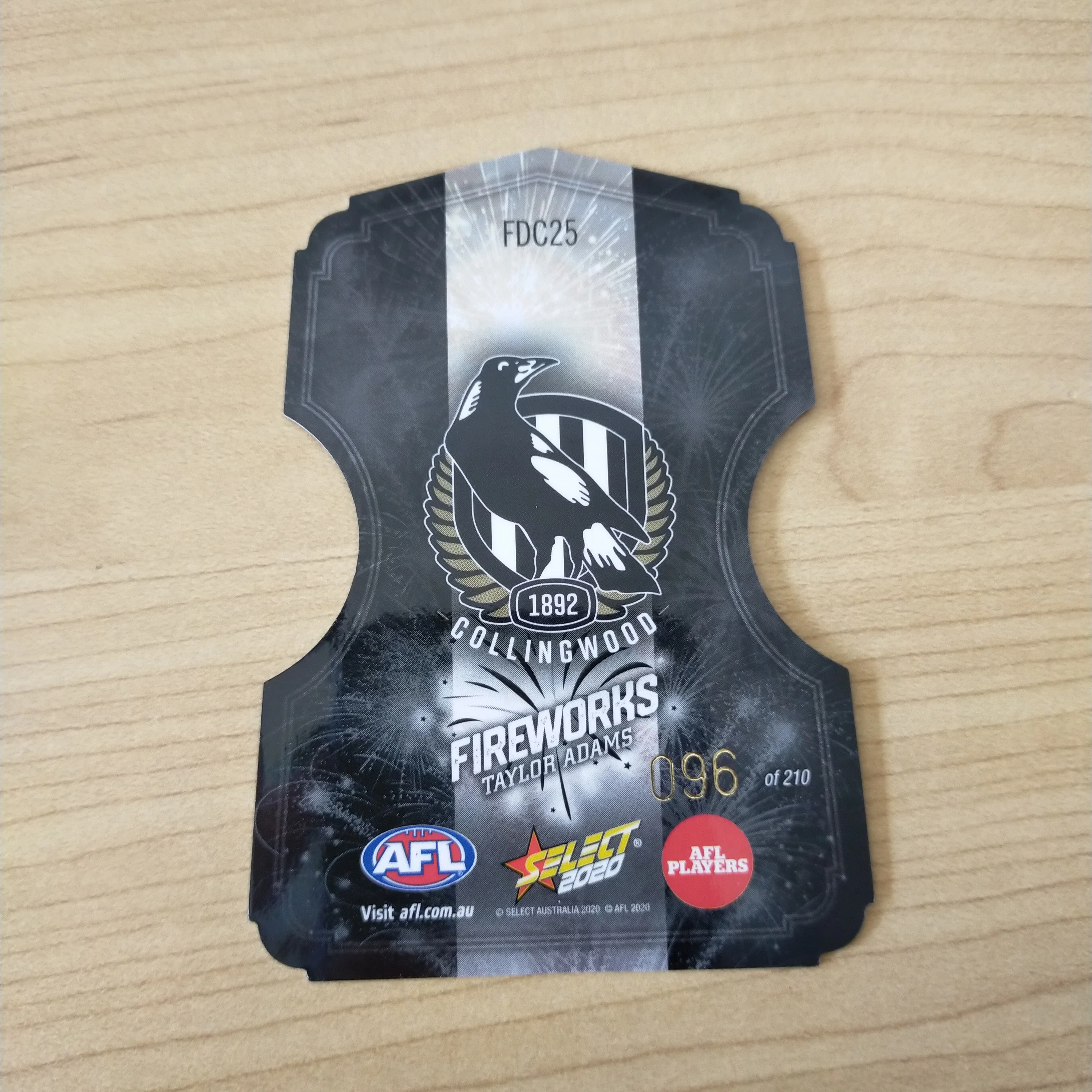 2020 Select Footy Stars Fireworks Taylor Adams Collingwood No. 096/210 - Image 2