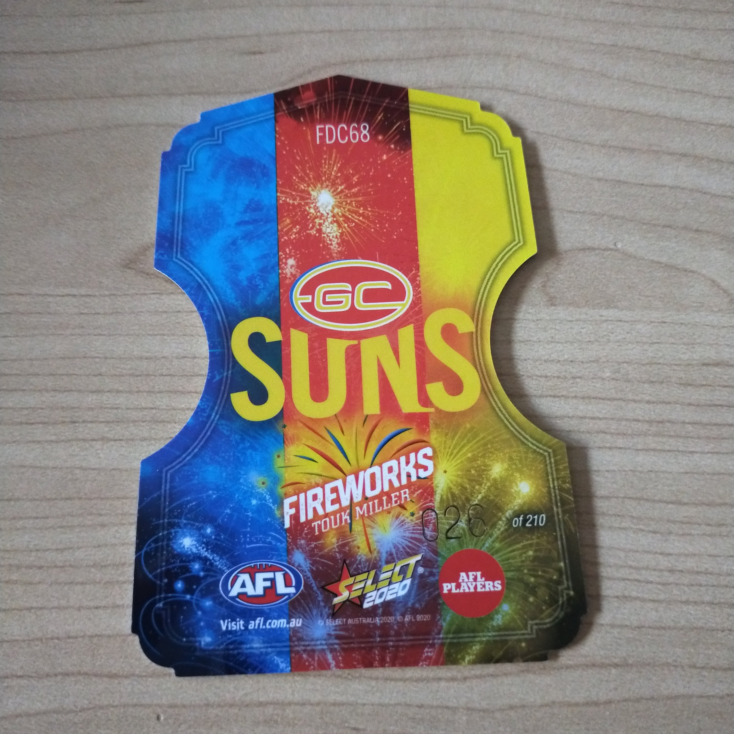 2020 Select Footy Stars Fireworks Touk Miller Gold Coast Suns No. 026/210 - Image 2