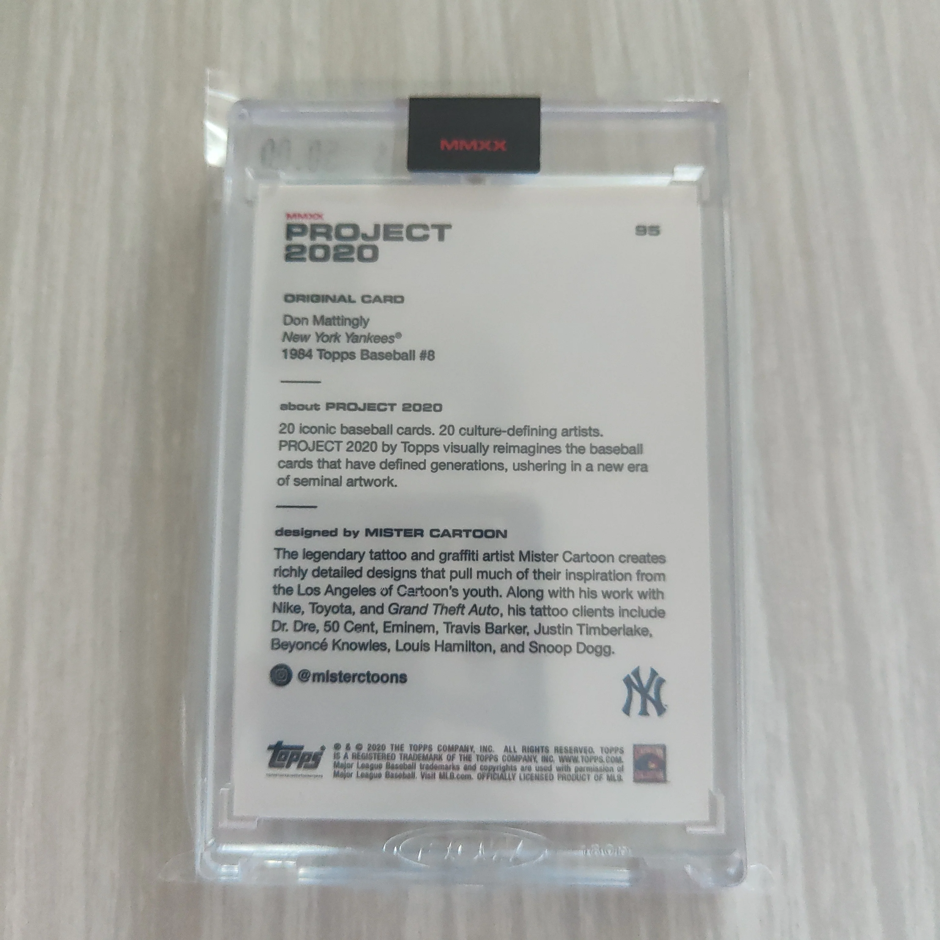 2020 Topps Project 2020 Don Mattingly Card #95 Artist Mister Cartoon Baseball Card - Image 2