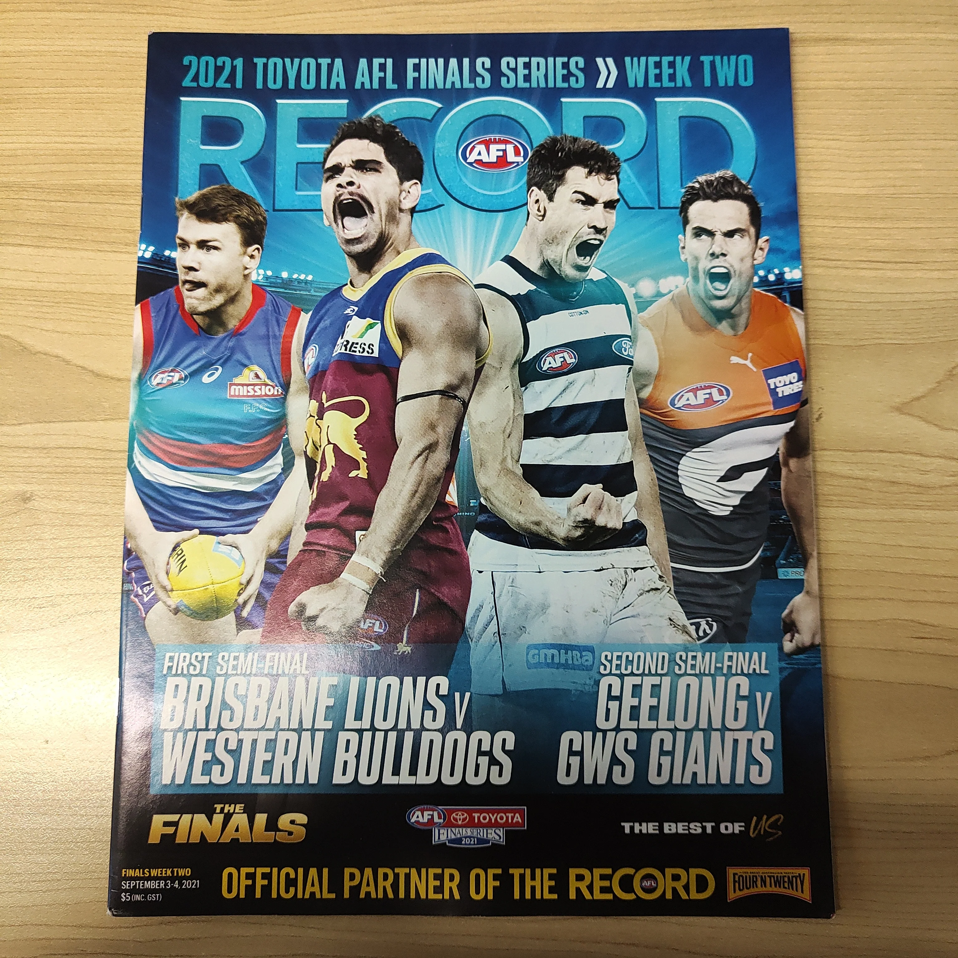2021 AFL Football Record Semi Finals Brisbane v Western Bulldogs; Geelong v GWS