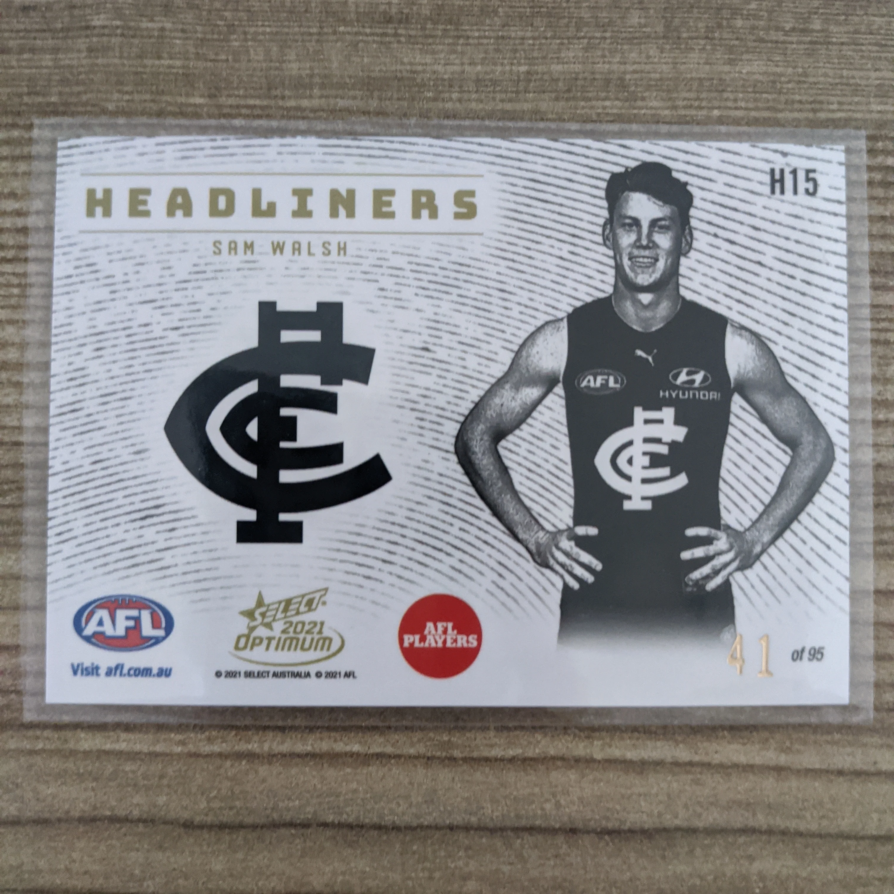 2021 AFL Select Optimum Headliners Sam Walsh Carlton - Image 2