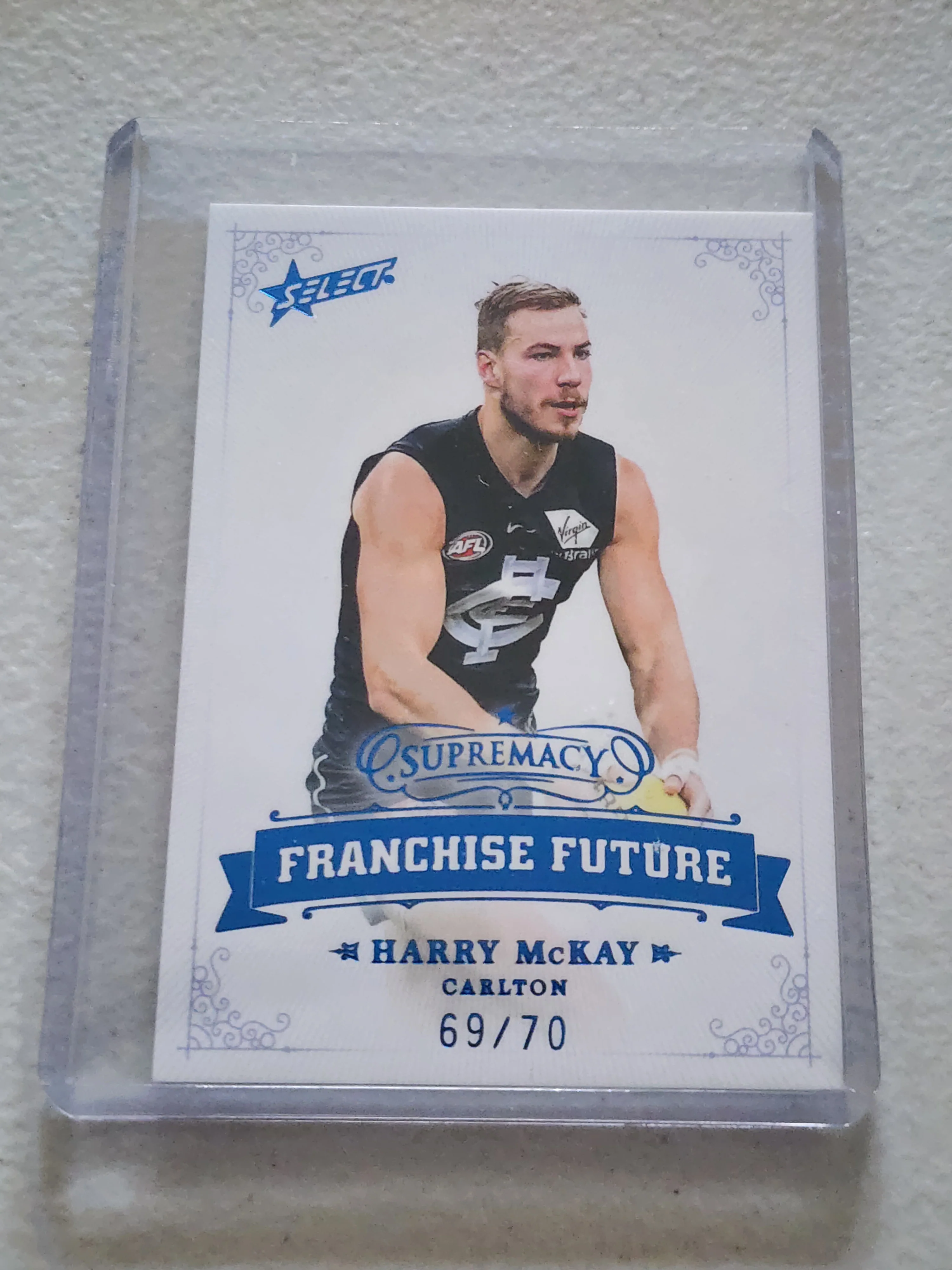 2021 AFL Select Supremacy Blue Franchise Future and Signature cards Harry McKay Carlton FF5 51/70 / FFS5 69/70
