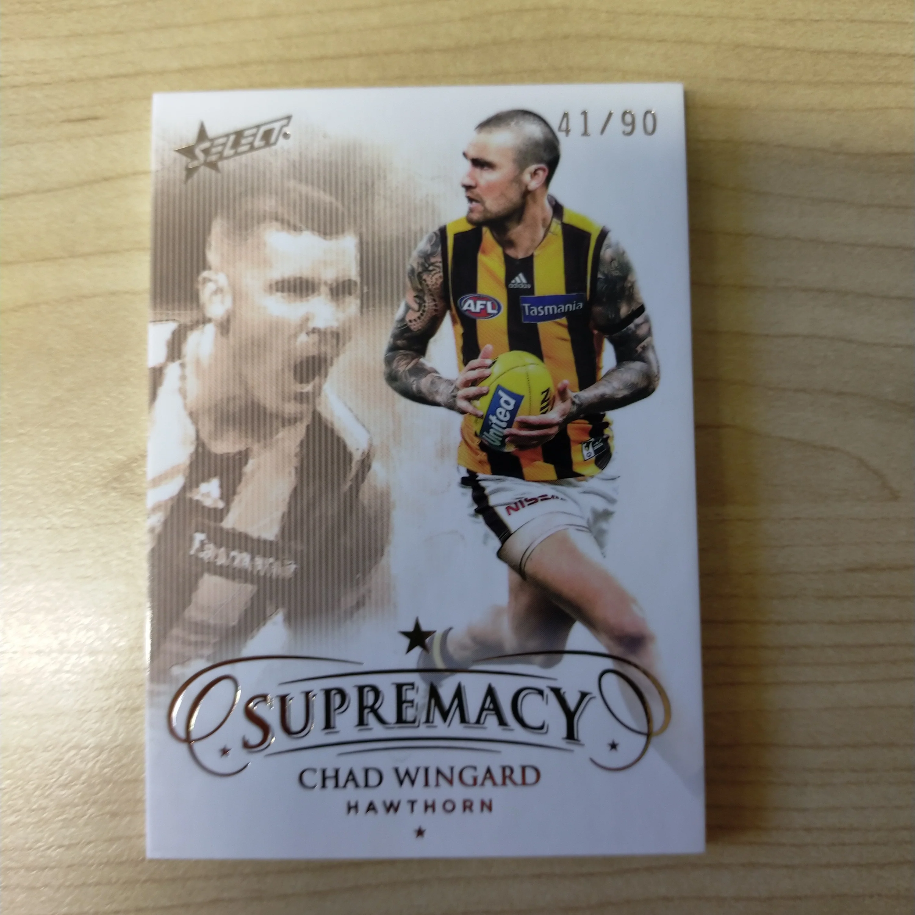 2021 Select Supremacy Gold Base Card Chad Wingard and Ben McEvoy Matching Numbers 41/90 - Image 2