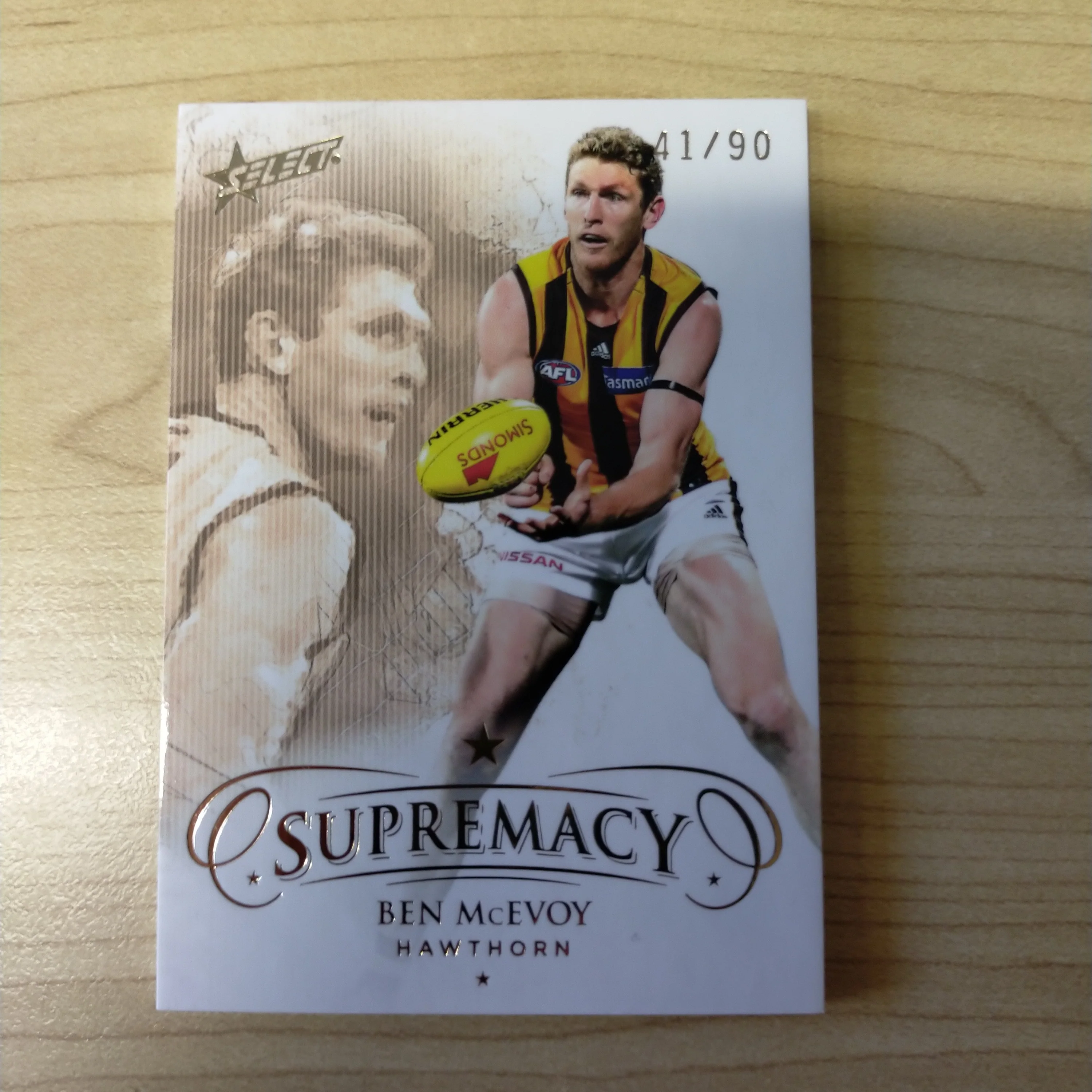 2021 Select Supremacy Gold Base Card Chad Wingard and Ben McEvoy Matching Numbers 41/90 - Image 4