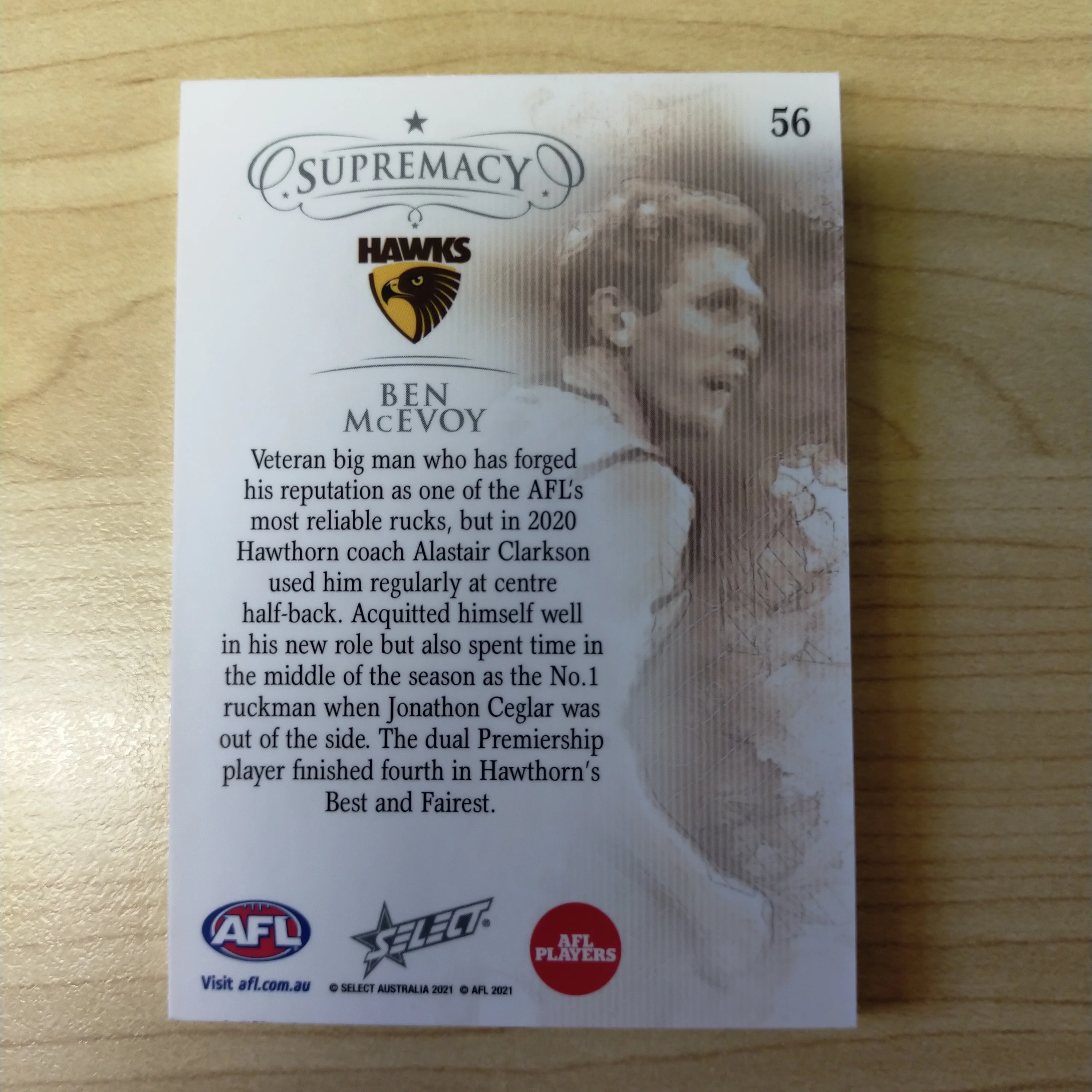 2021 Select Supremacy Gold Base Card Chad Wingard and Ben McEvoy Matching Numbers 41/90 - Image 5