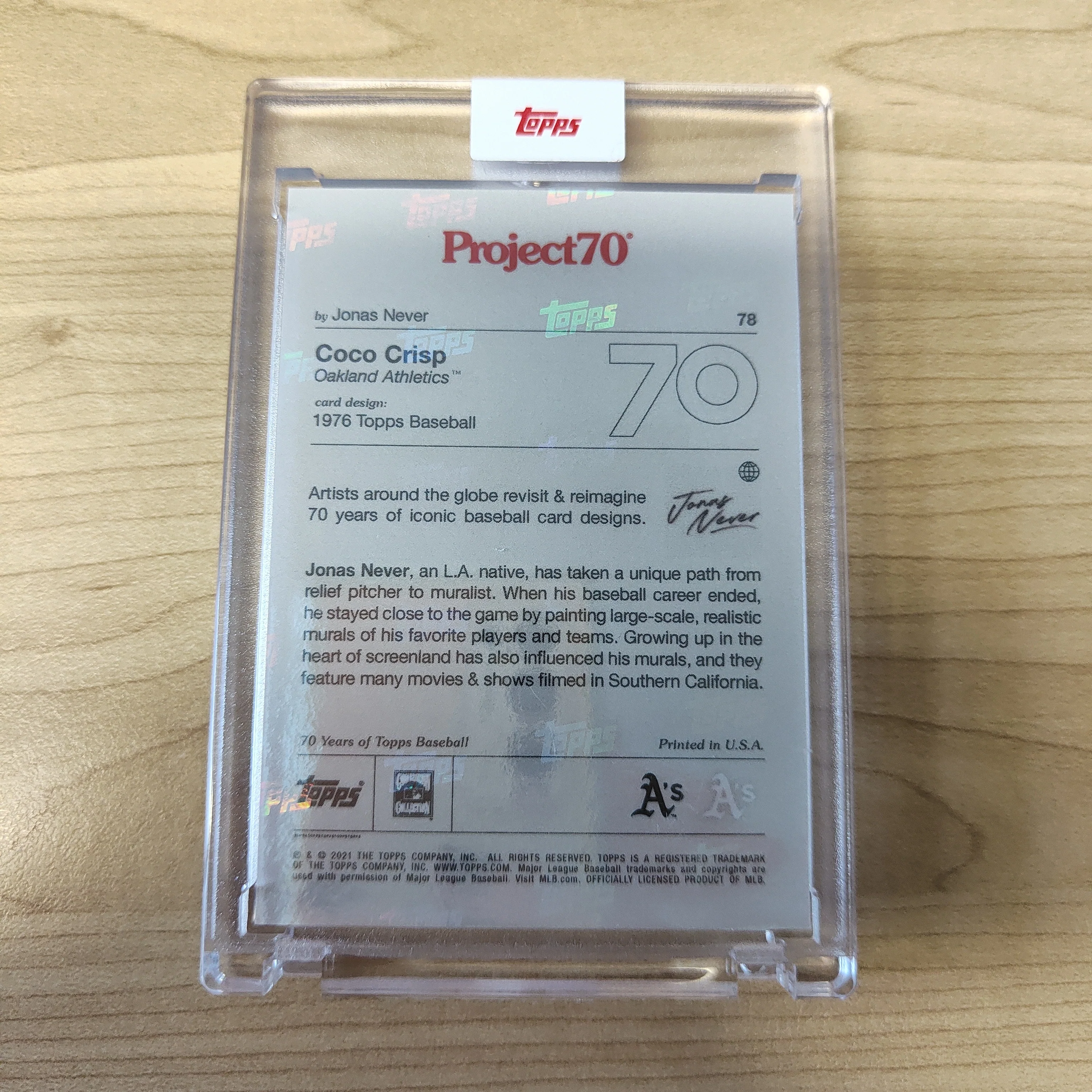 2021 Topps Project 70 Coco Crisp Card #78 Artist Jonas Never Baseball Card - Image 2