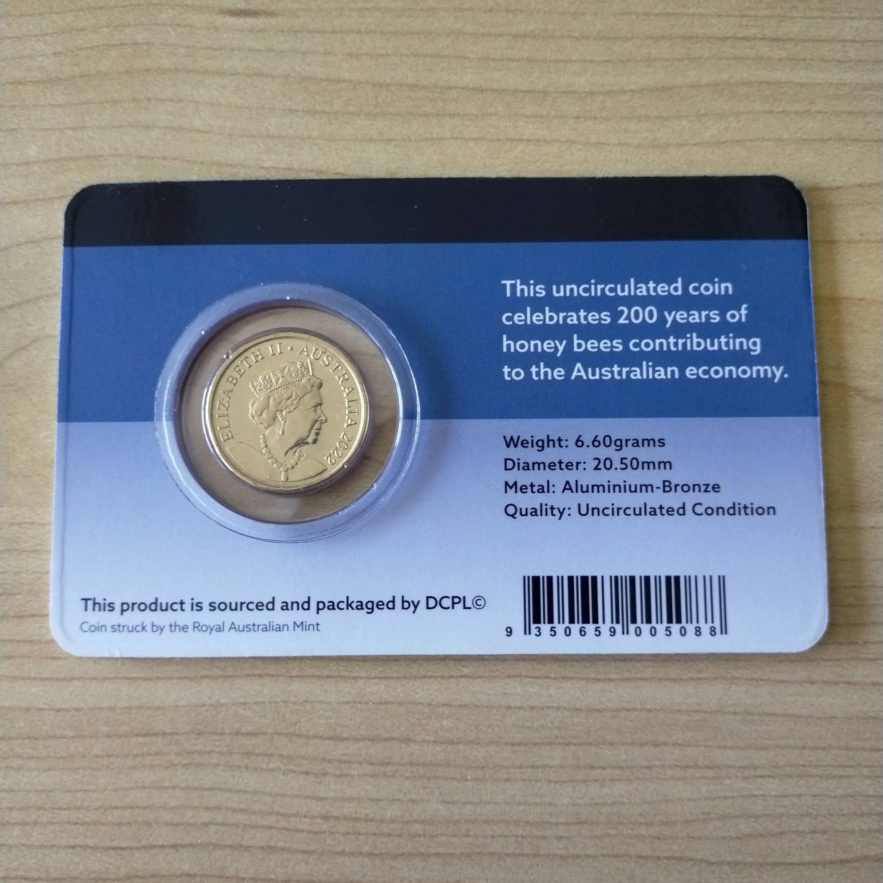 Australia 2022 Coloured $2 Honey Bee Downies Carded Uncirculated Coin - Image 2