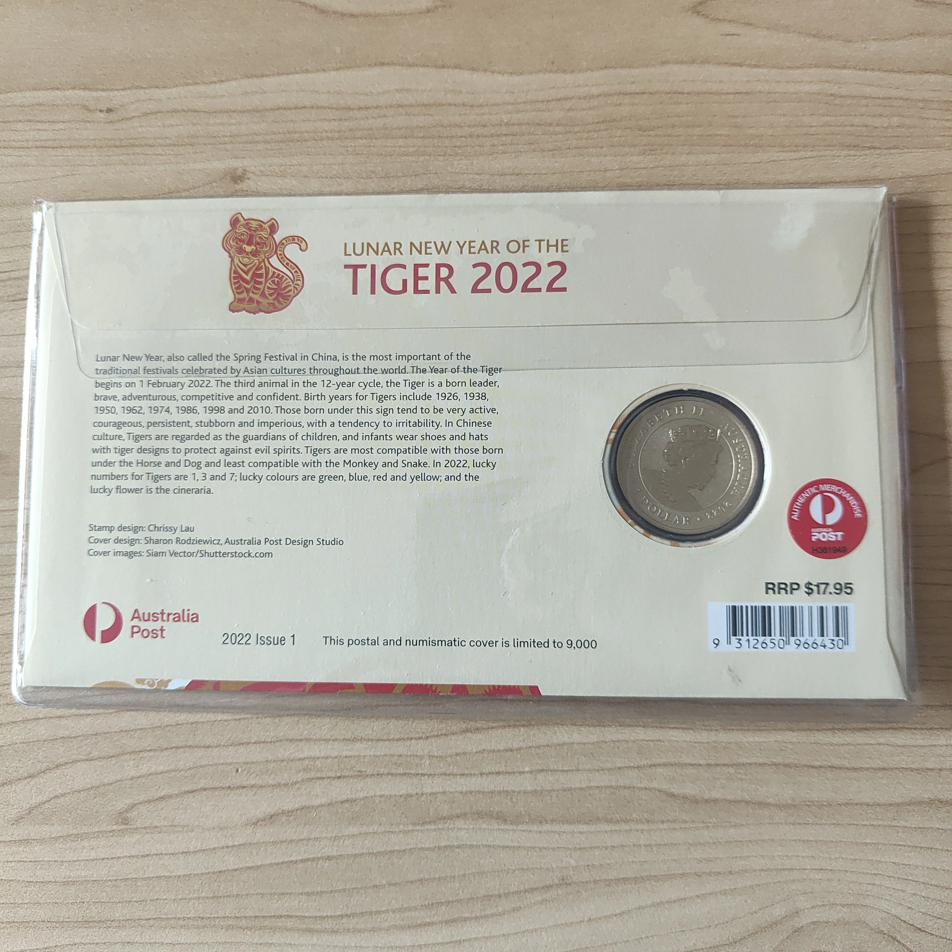 2022 Australia Post Lunar New Year of the Tiger $1 Coin PNC - Image 2
