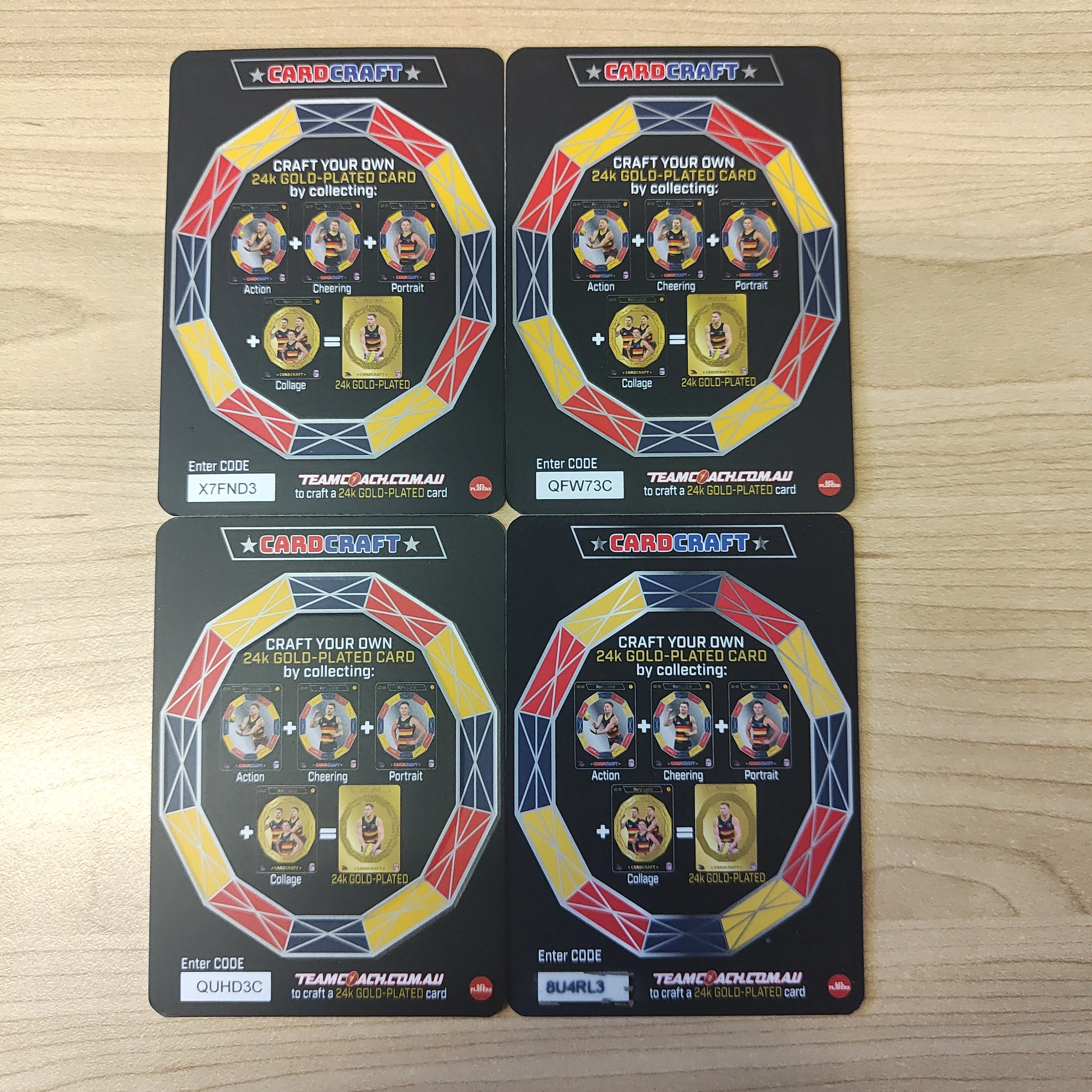 2022 Teamcoach Card Craft Rory Laird Adelaide Complete Set of 4 Cards + Redeemed 24k Gold Card - Image 3