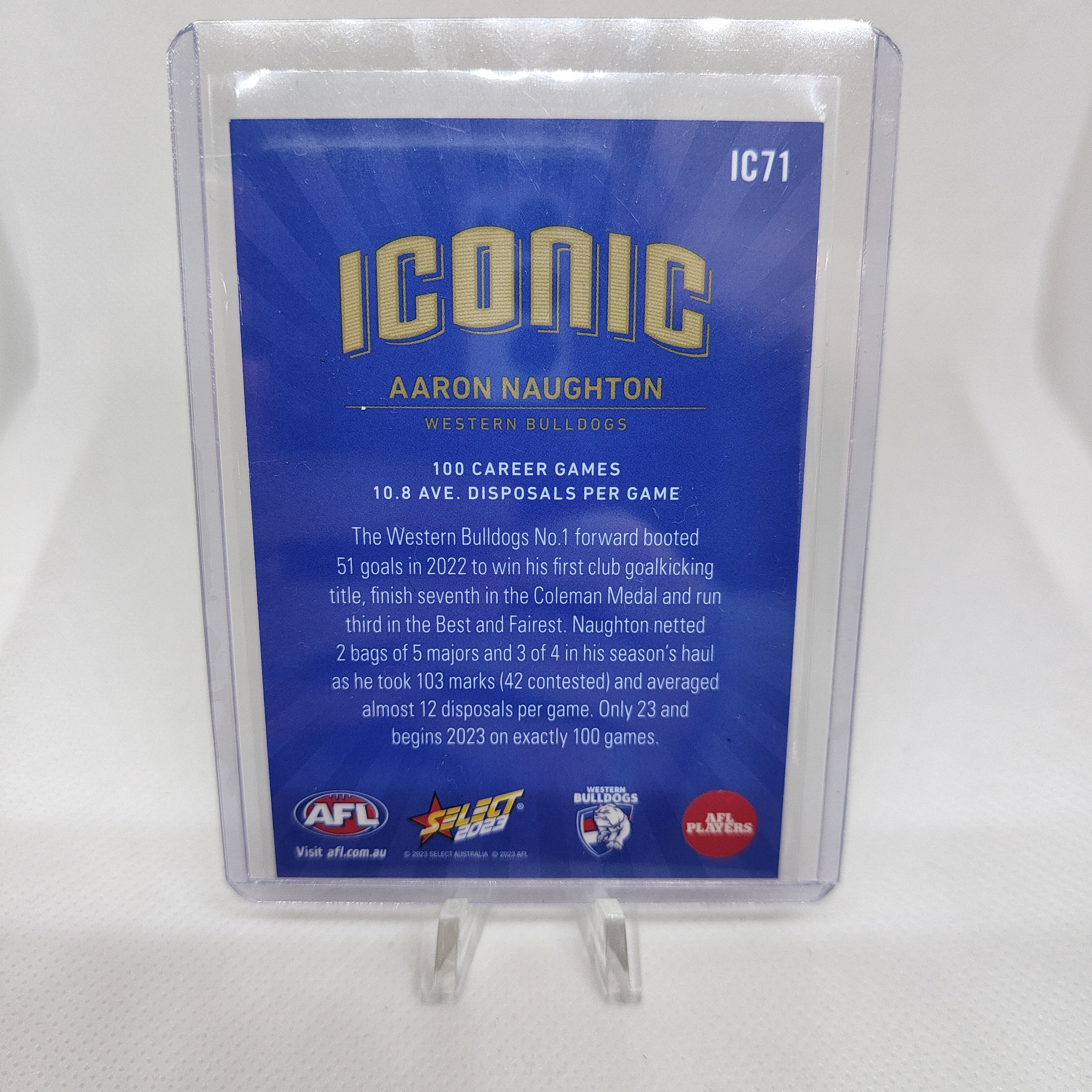 2023 AFL Footy Stars Iconic Aaron Naughton Western Bulldogs LOW NUMBER 06/70 - Image 2