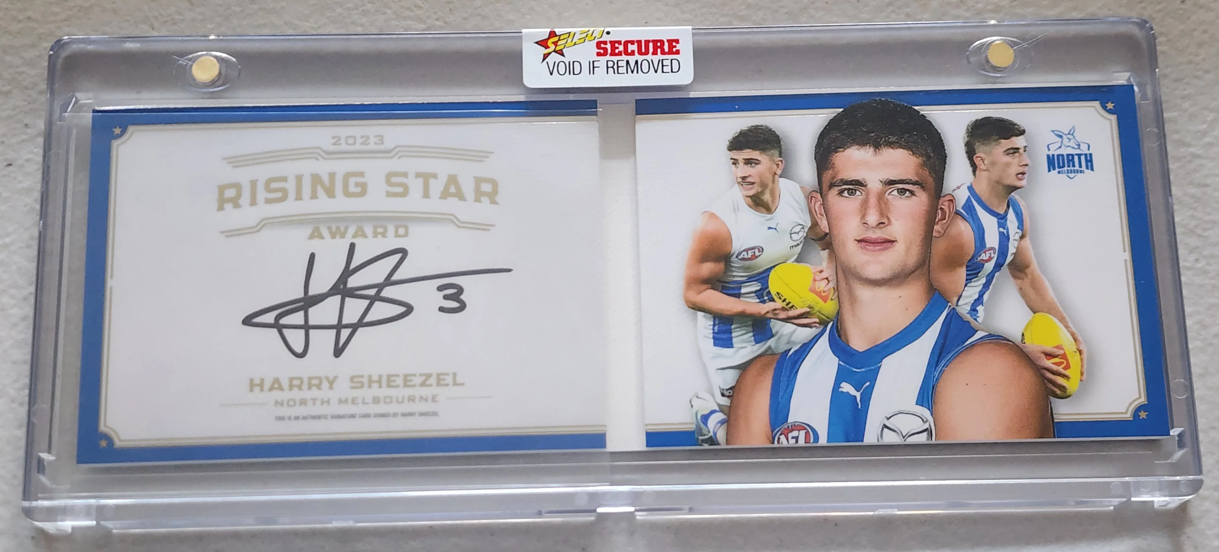 2023 AFL Select Rising Star predictor and Signature card Harry Sheezel Nth Melb 238/260