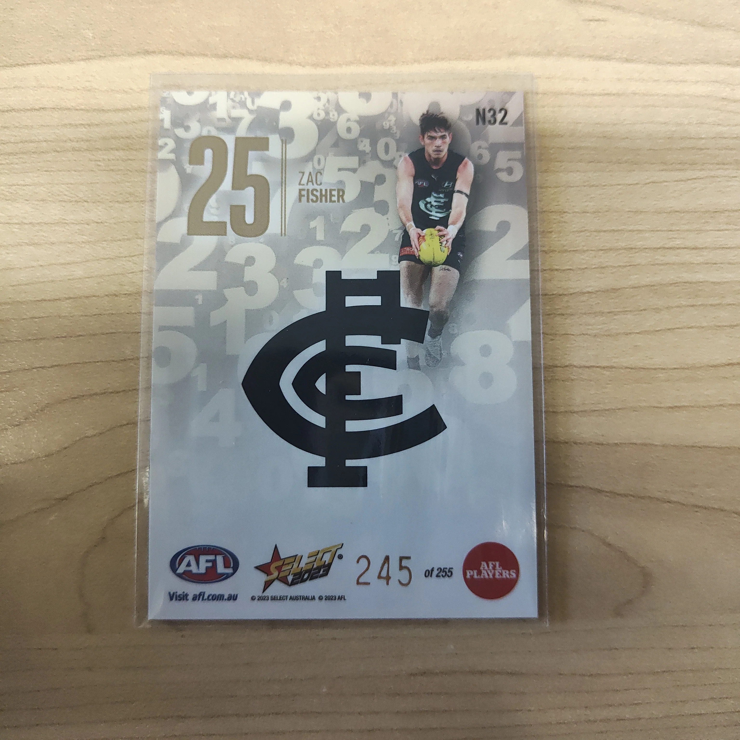 2023 Select Footy Stars Numbers Zac Fisher Carlton 245/255 - Image 2