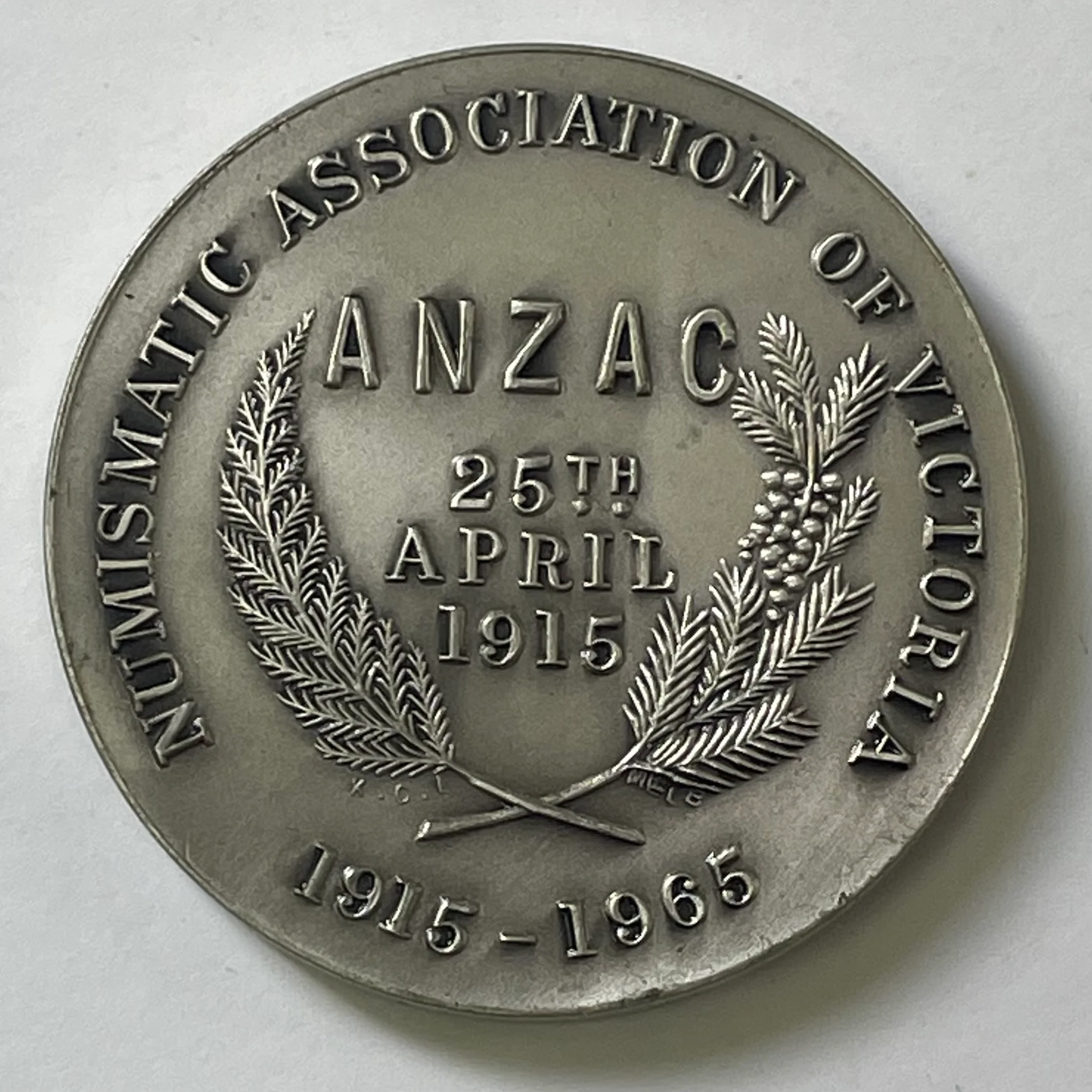 Australia 1965 N. A. V. Coin Club Anzac Silver Medallion