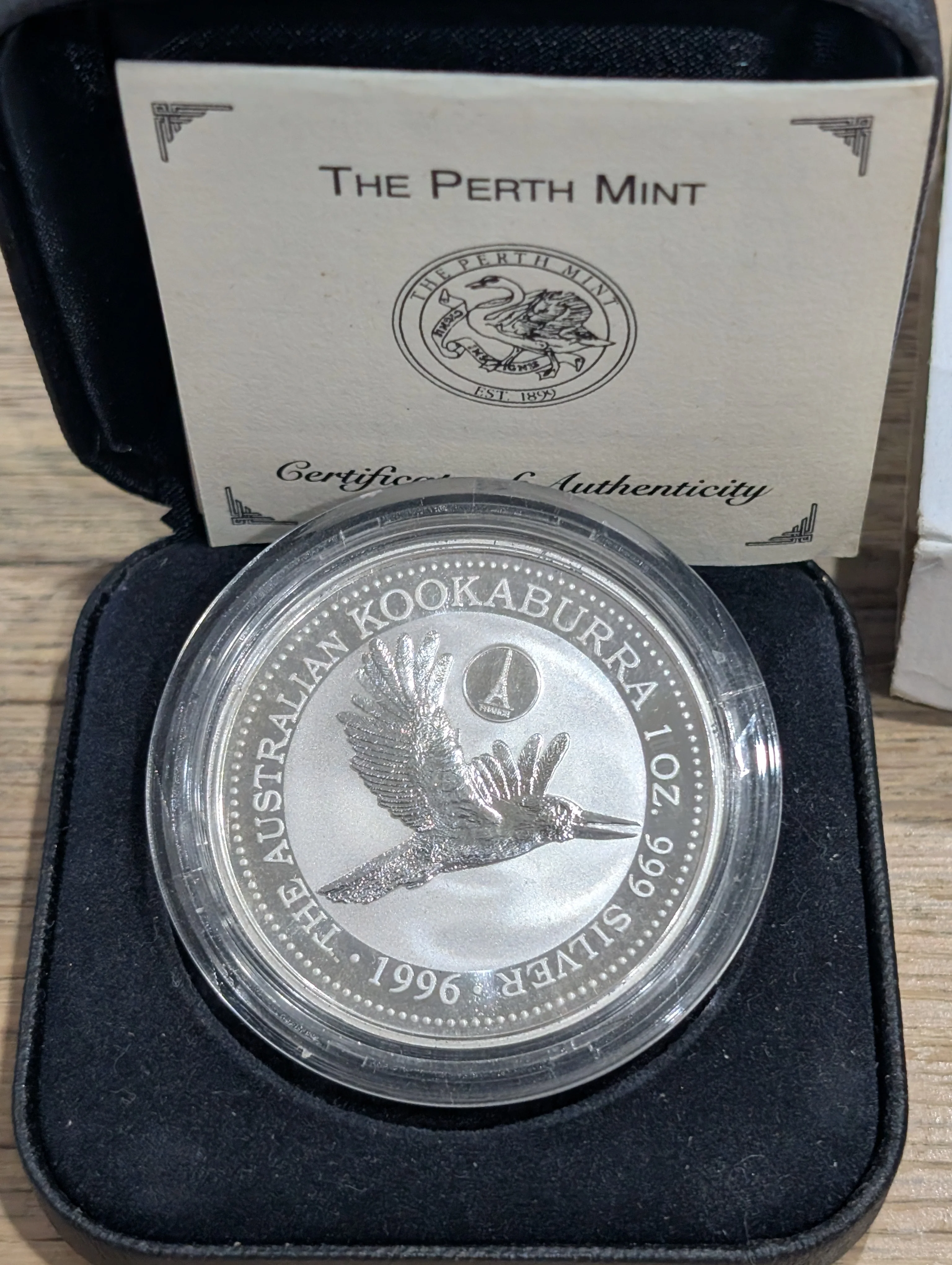 Australia 1996 Perth Mint $1 Kookaburra "France" Privy Mark 1oz .999 Silver Coin