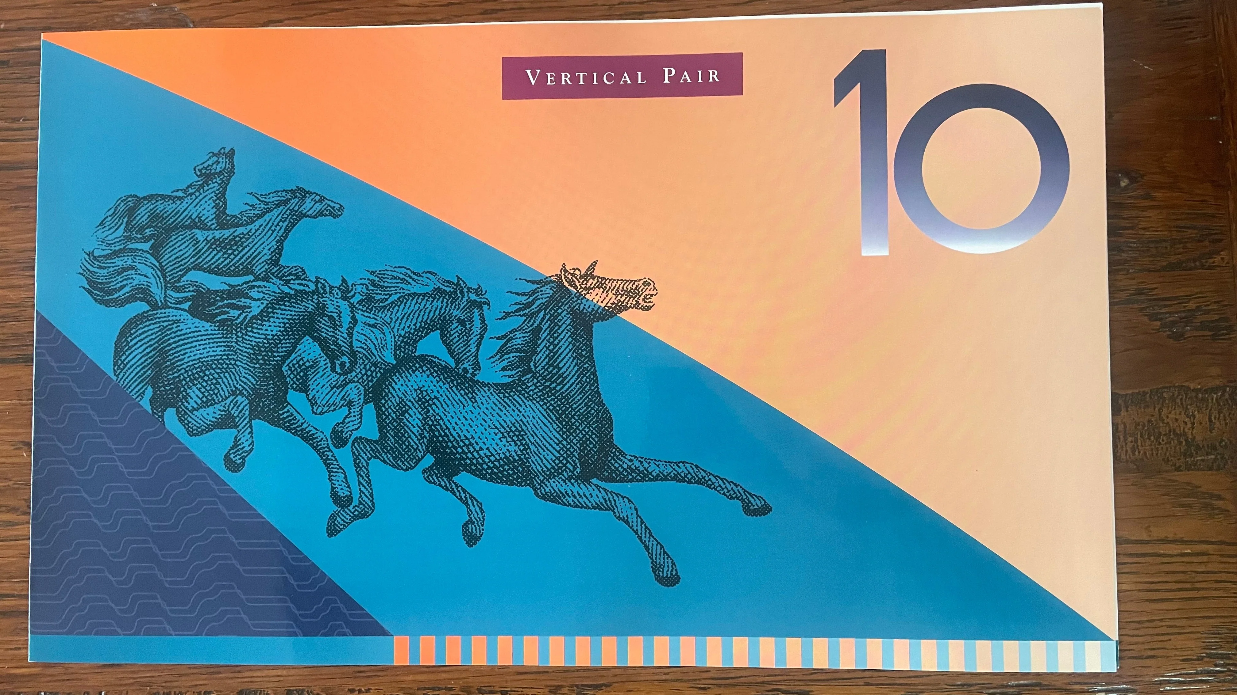 Australia 1997 $10 Polymer Evans/Macfarlane Uncut Vertical Pair Red Serial Number Banknote Folder - Image 2