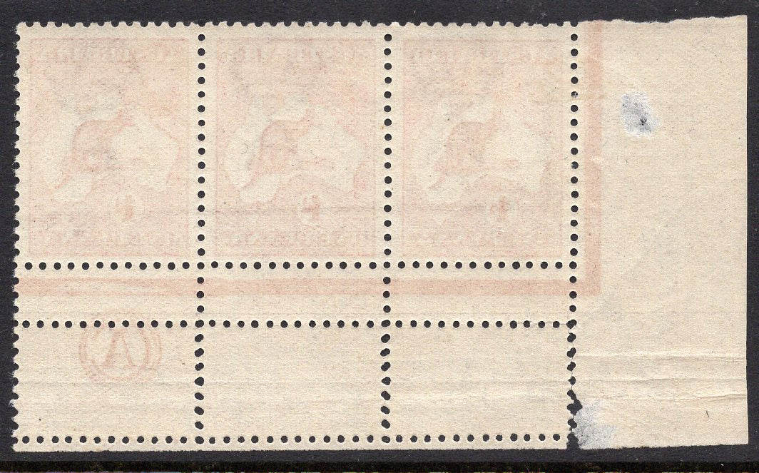 Australia Kangaroo SG 2 1d One Penny Red strip of 3 Stamps CA Monogram - Image 2