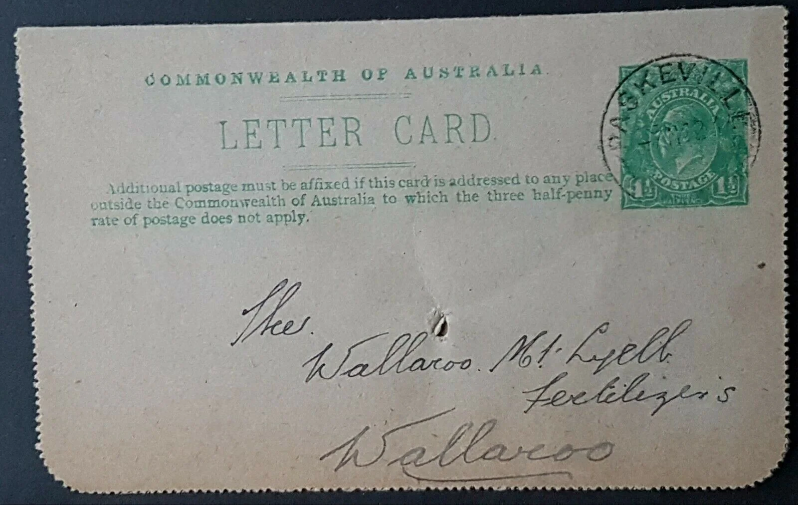 Australia Letter card 1½d KGV Zoo Adelaide LC 51.142D flamingos birds, spiked - Image 2