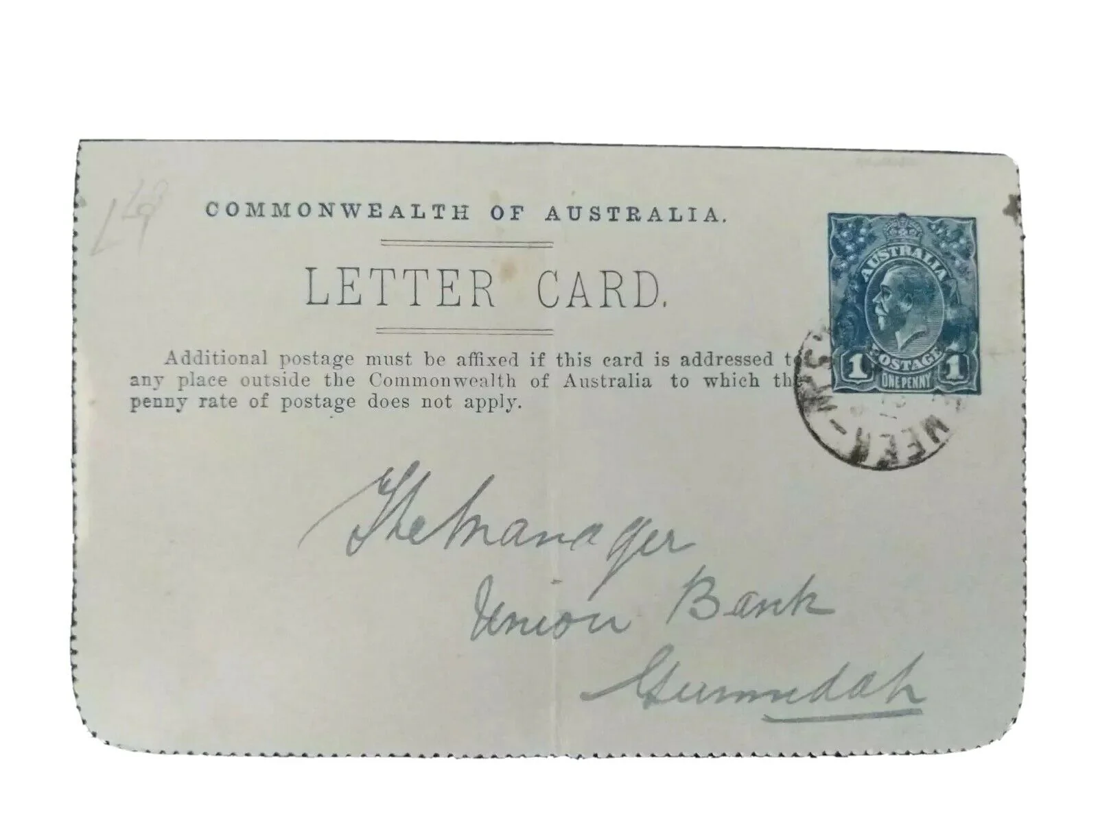 Australia Letter card 1d KGV Parliament House Melbourne Victoria vertical fold - Image 3