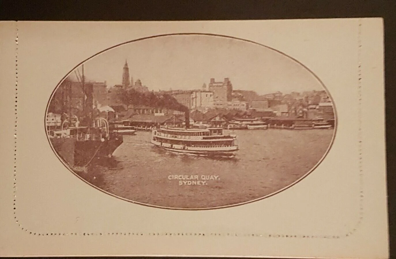 Australia Letter Card 1d KGV side face Circular Quay ACSC LC18 (34A) M ships