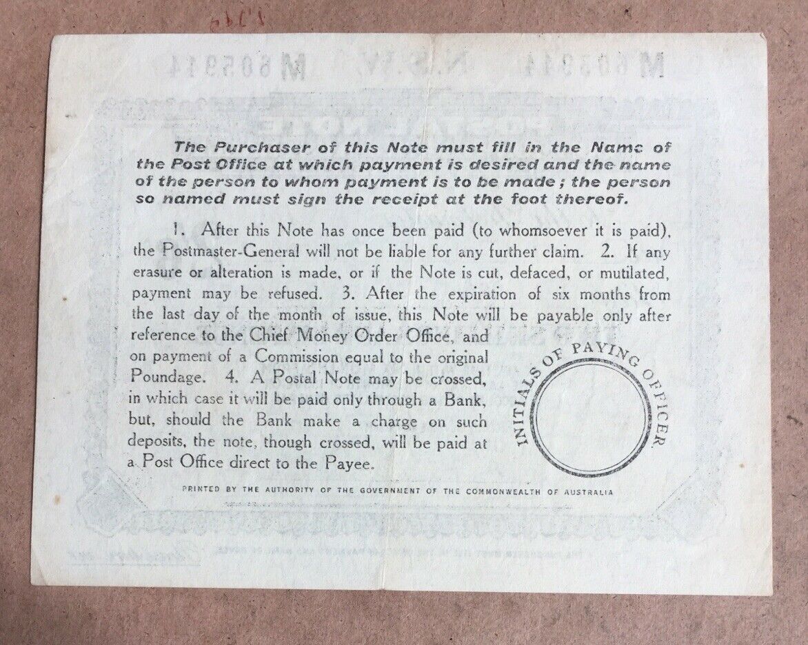 Australia NSW 2/6 Postal Note banknote postal stationery used 1957 - Image 2