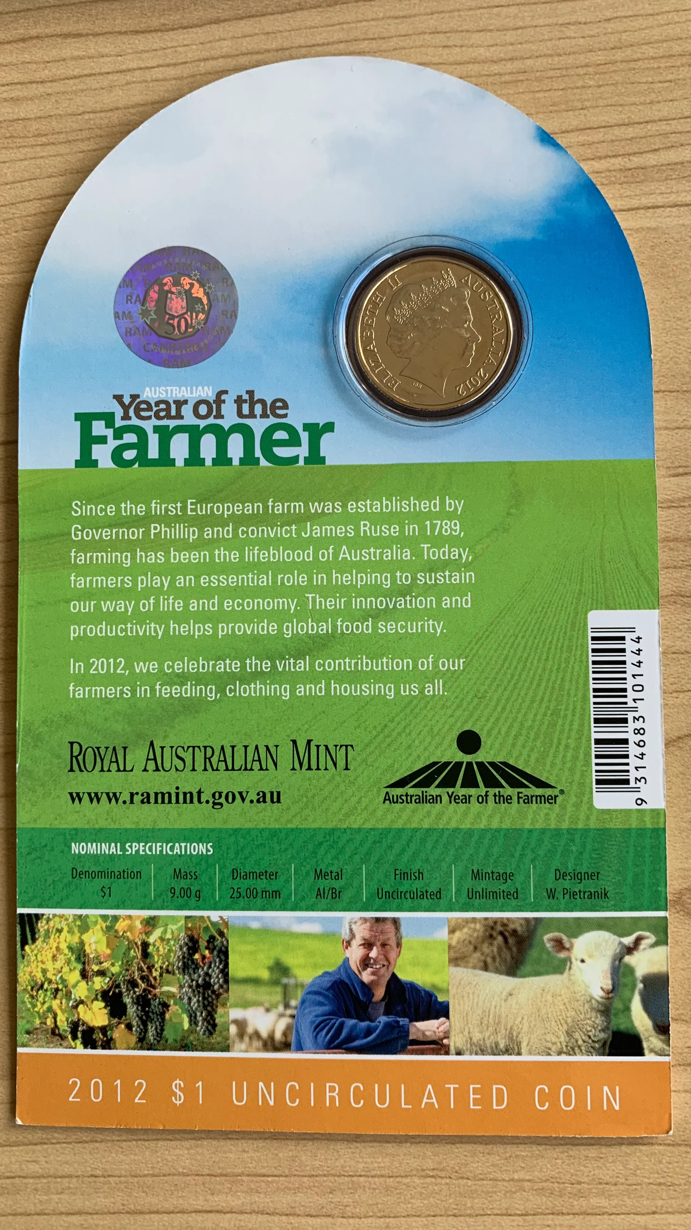 Australian 2012 Year of the Farmer RAM $1 Uncirculated Coin - Image 2