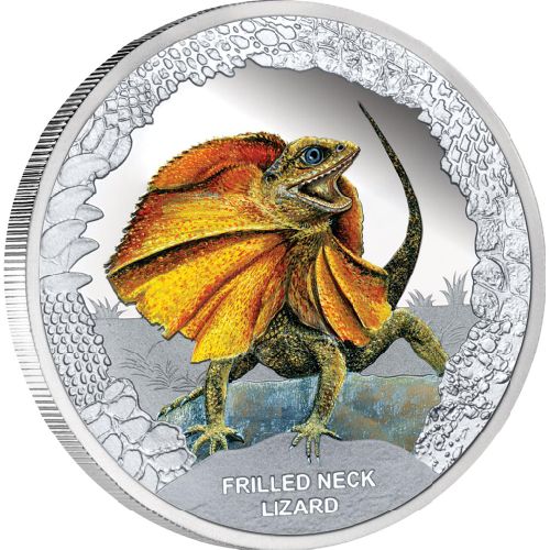 Tuvalu 2013 $1 Remarkable Reptiles Frilled Neck Lizard 1oz 999 Silver Proof Coin Box Cert
