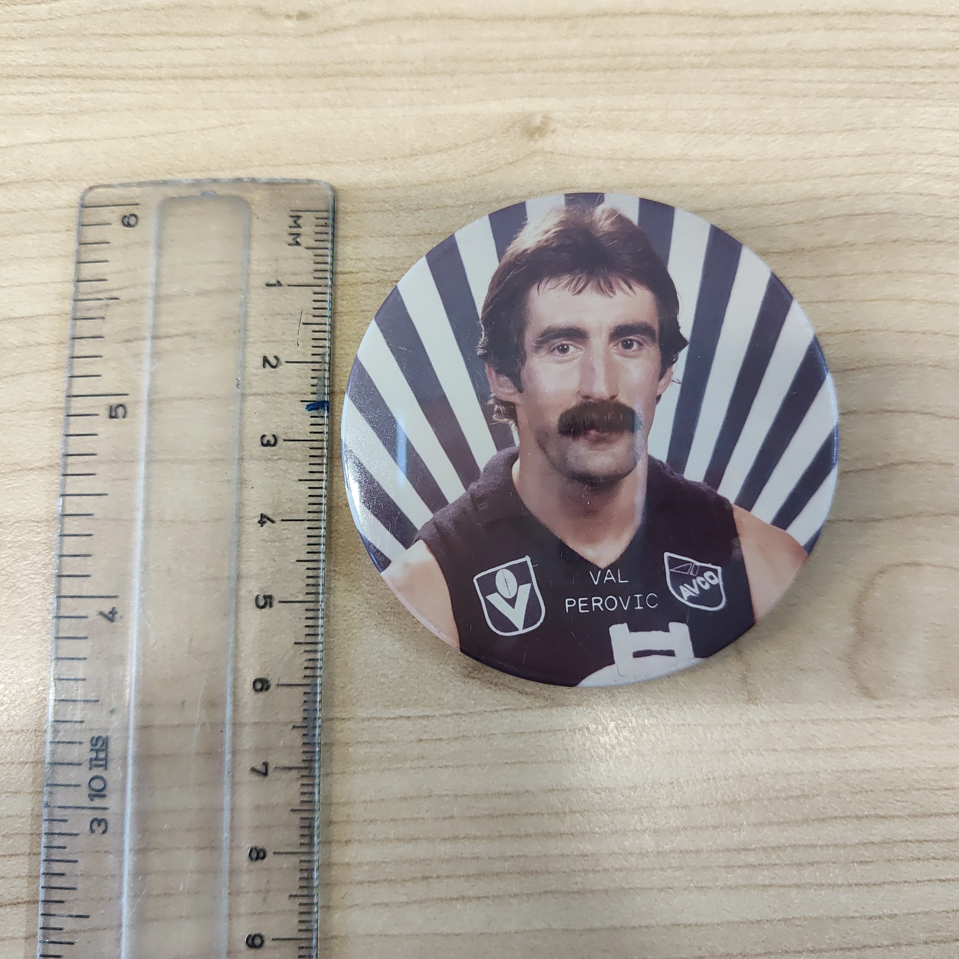 Carlton Football Club Vintage Player Button Badge Val Perovic - Image 3