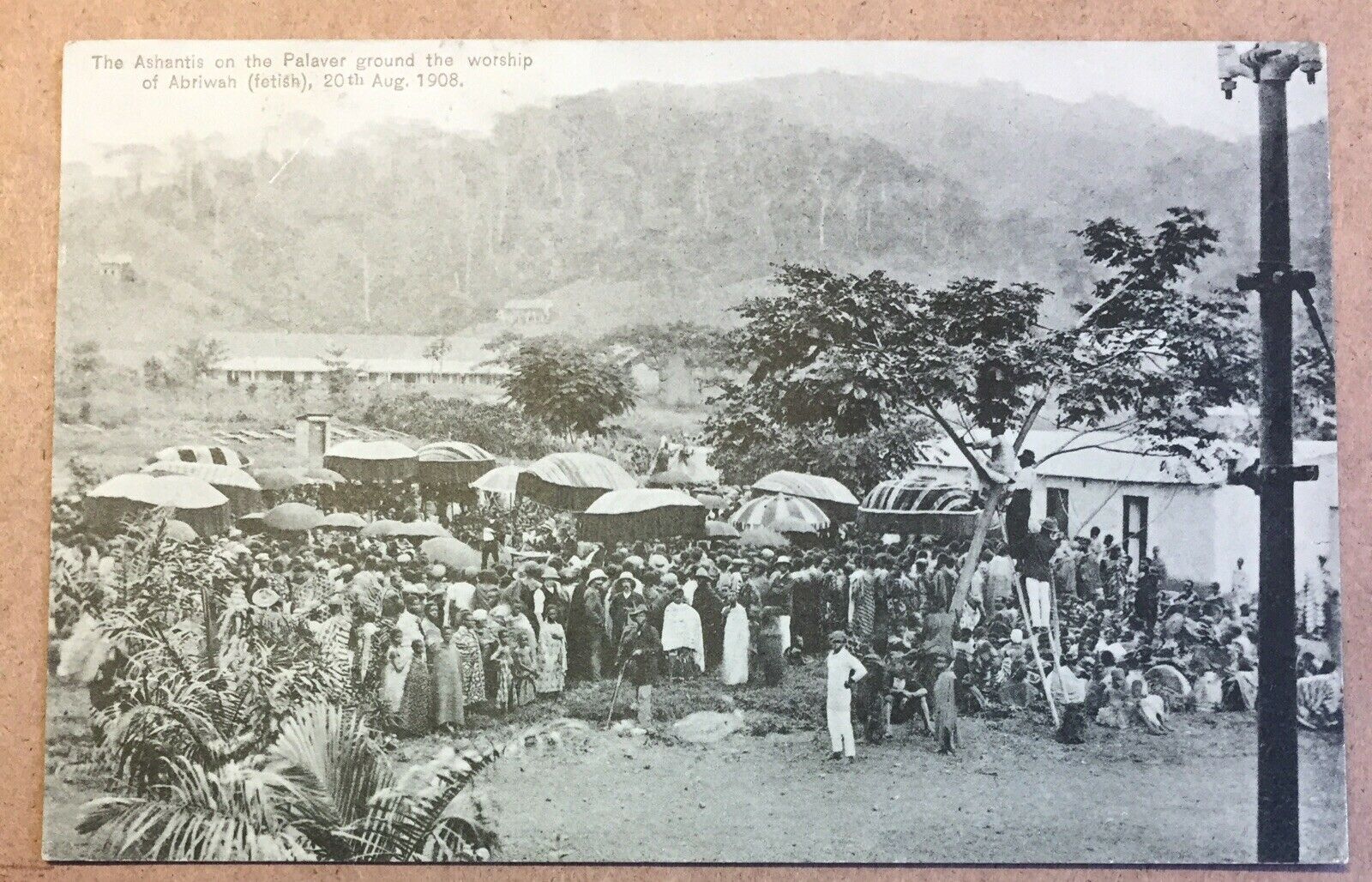 Gold Coast 1908 Picture Postcard “Ashantis Worship” Used Seccondi to Sussex - Image 2