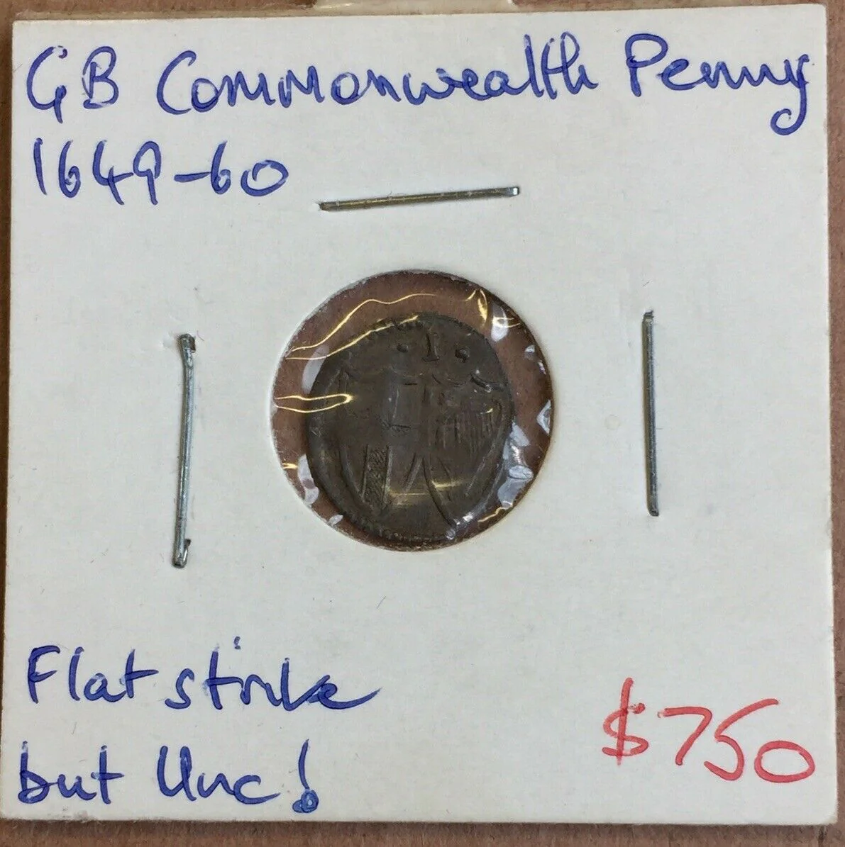 UK Great Britain: 1649-60 Commonwealth Penny. Flat Strike But Uncirculated