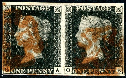 GB Great Britain 1840 SG 2 Penny Black Pair Plate 7