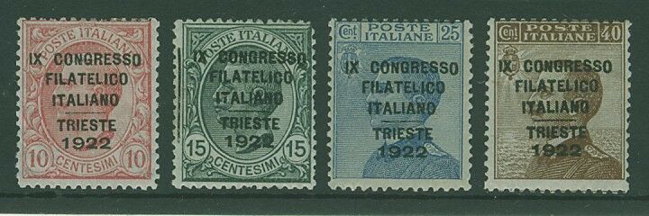 Italy SG 122-5 1922 9th Italian Philatelic Congress, Trieste. Optd IX