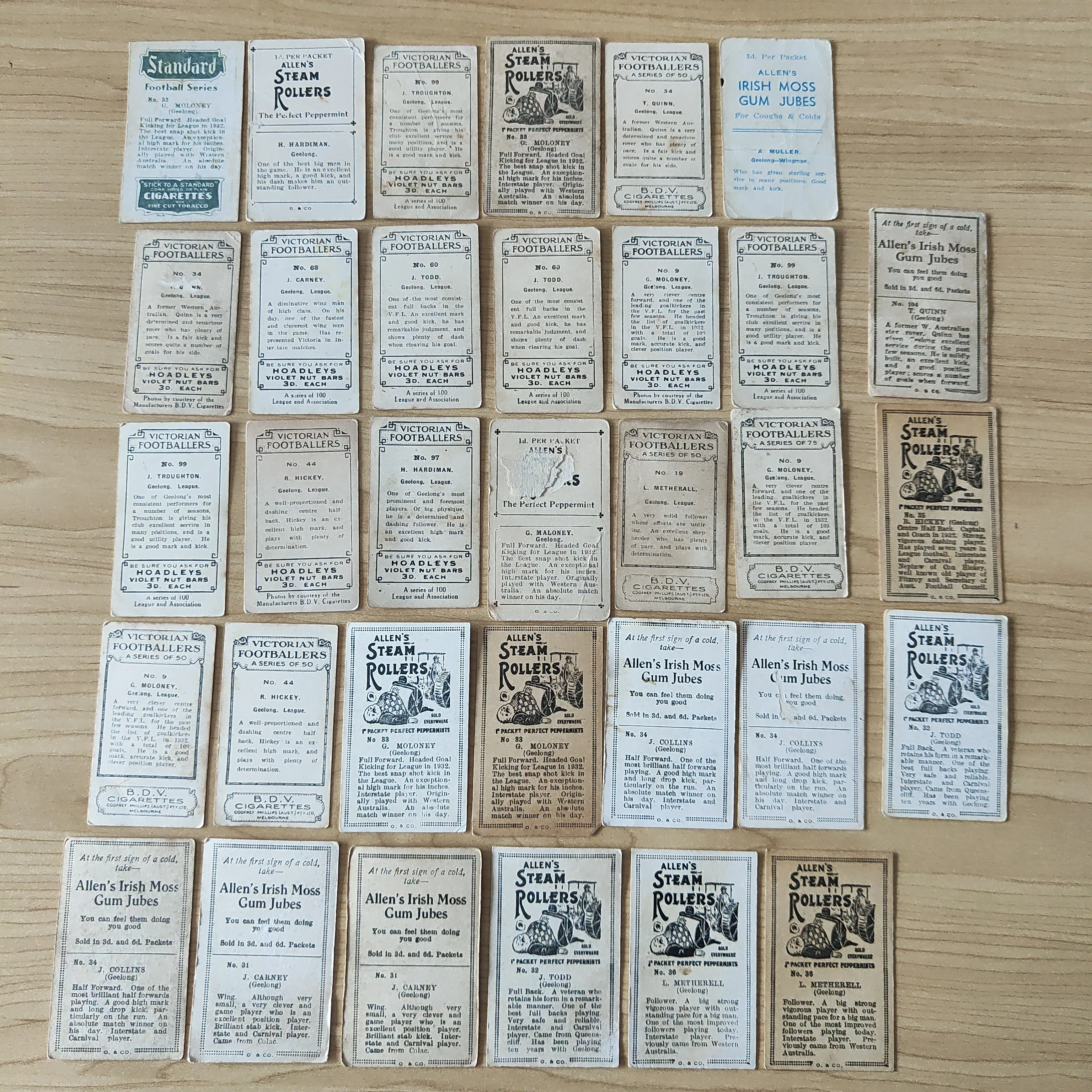 Mixed Lot of 33 Geelong Football Club Cigarette Cards - Image 2