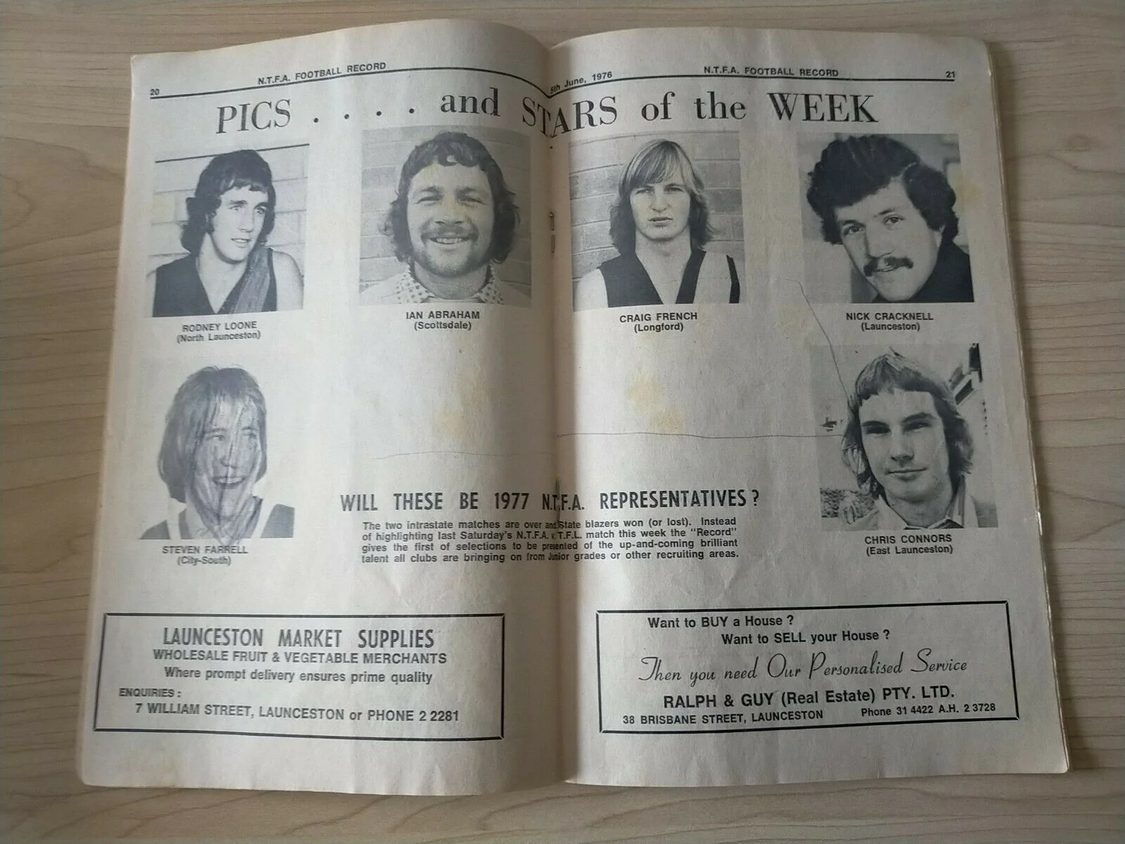 Northern Tasmania Football Association Saturday 5th June 1976 Football Record - Image 3