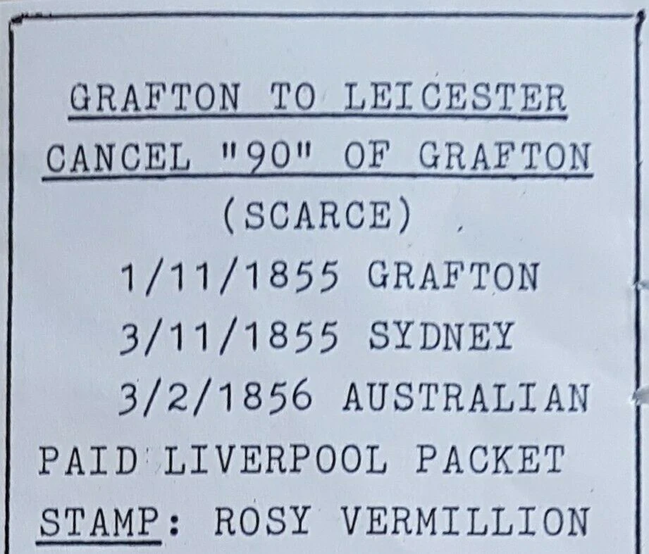 NSW- GB 1/- Diadem SG99 entire Grafton 1-11-1855 to Liverpool Australian Packet - Image 3