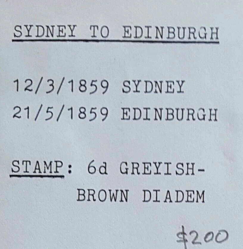 NSW- GB 6d Diadem SG 96 entire 13-3-1859 Sydney to Edinburgh - Image 3