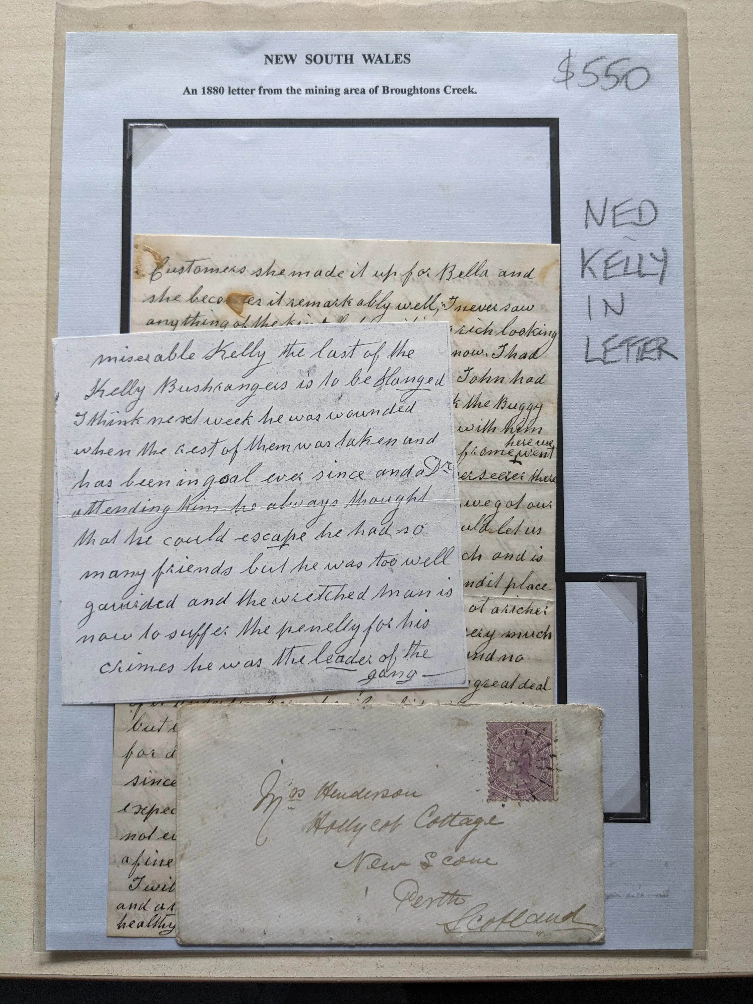 NSW New South Wales 1880 Broughtons Creek Letter mentions Ned Kelly
