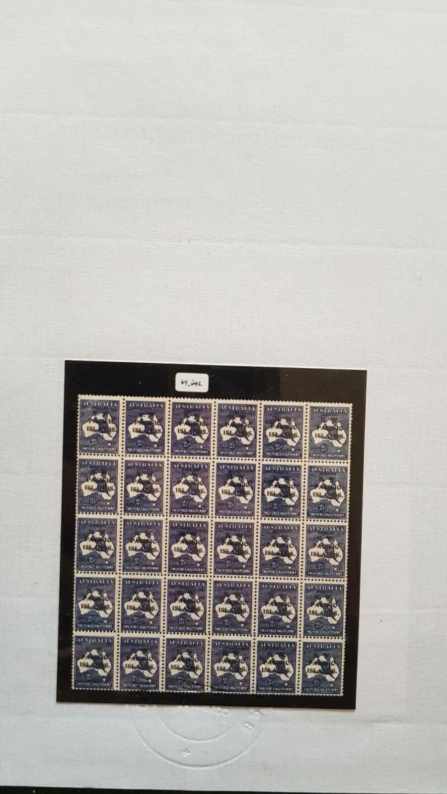 NWPI New Guinea Australia 2½d Kangaroo Pane of 30 with rare missing fraction mlh - Image 4