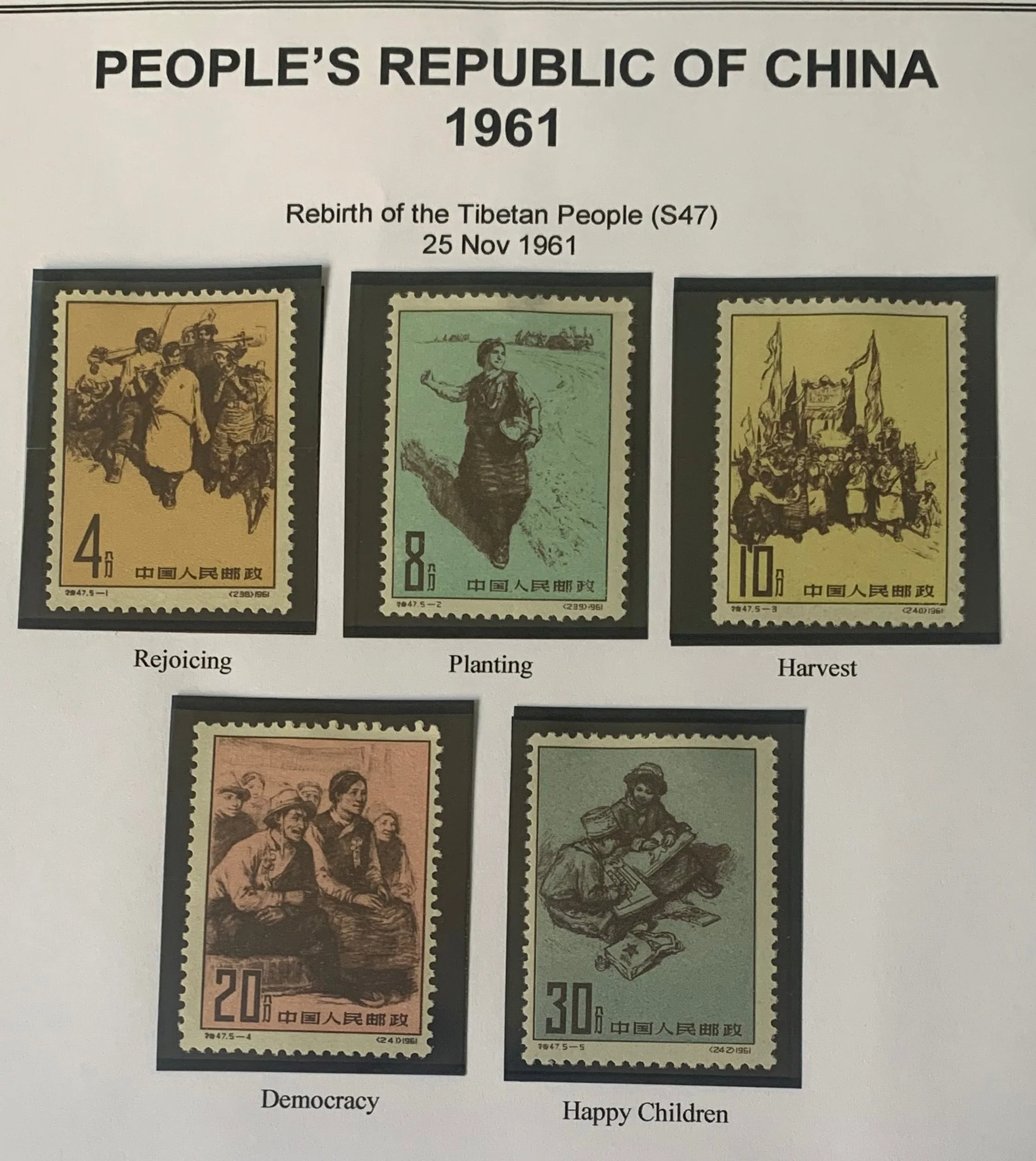 PRC China 1961 Tibet Set S47 Complete MNH