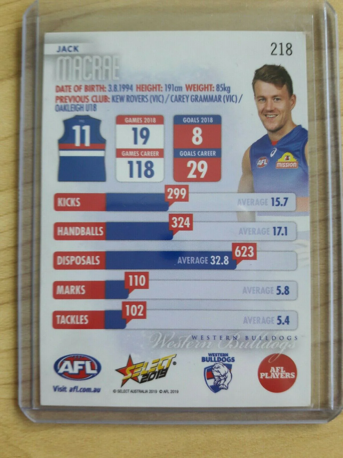 Select Footy Stars 2019 Jack Macrae Hand Signed Footy Card - Image 2
