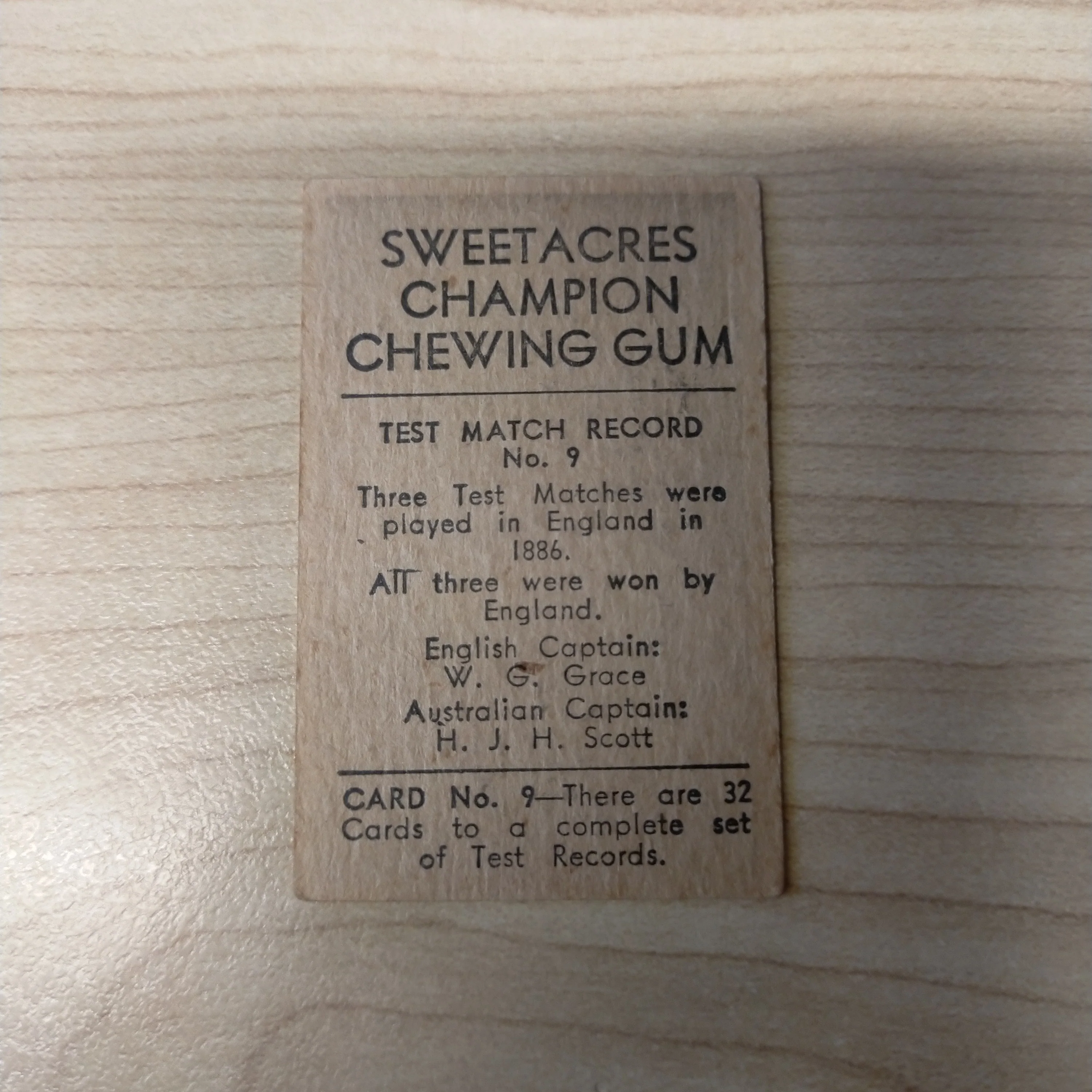 Sweetacres Champion Chewing Gum D R Jardine Test Match Records Cricket Cigarette Card No.9 - Image 2