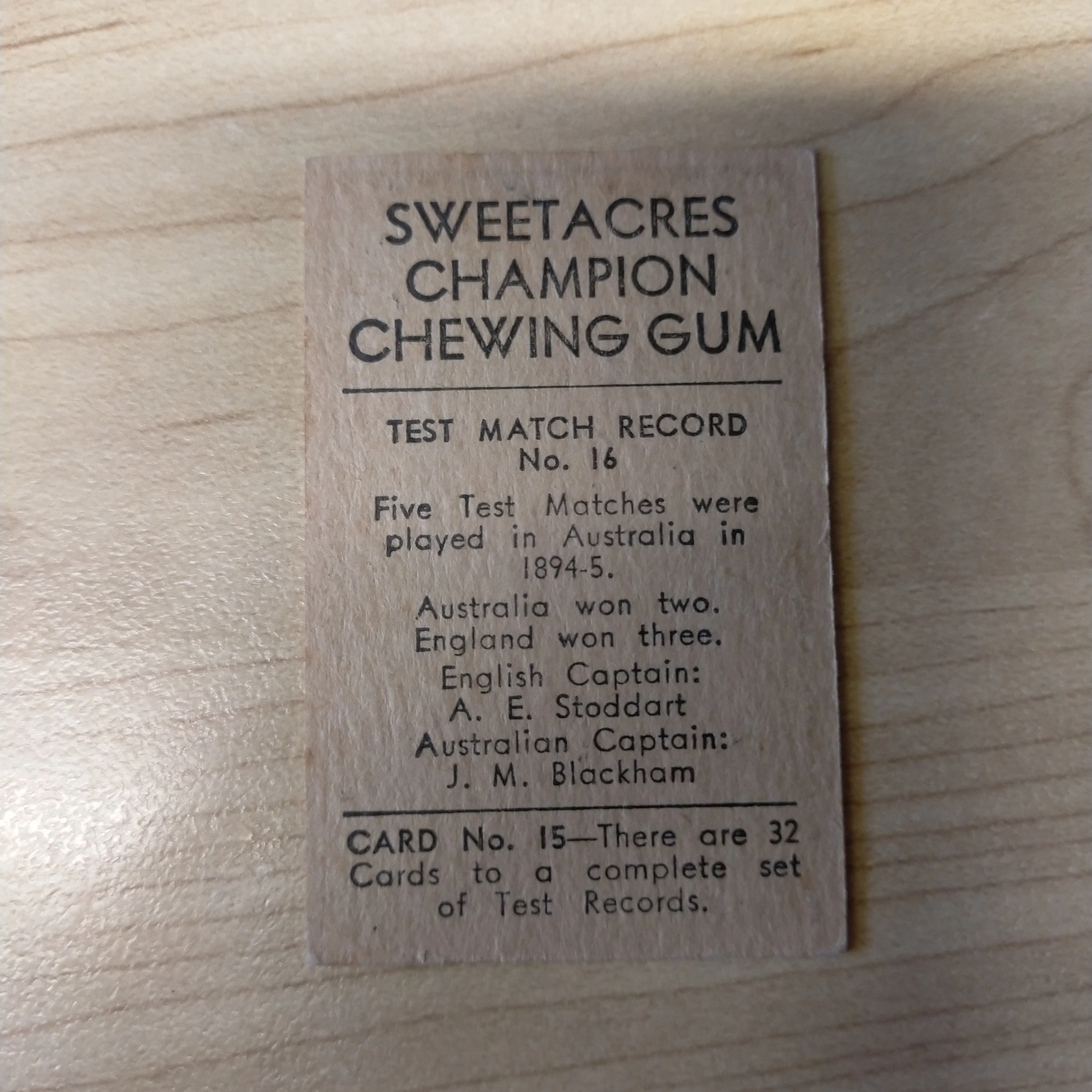 Sweetacres Champion Chewing Gum Don Bradman Test Records Cricket Cigarette Card No.16 - Image 2