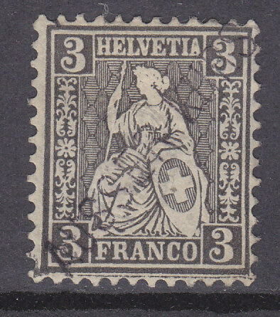 Switzerland Michel 21 3c black Sitting Helvetia Used