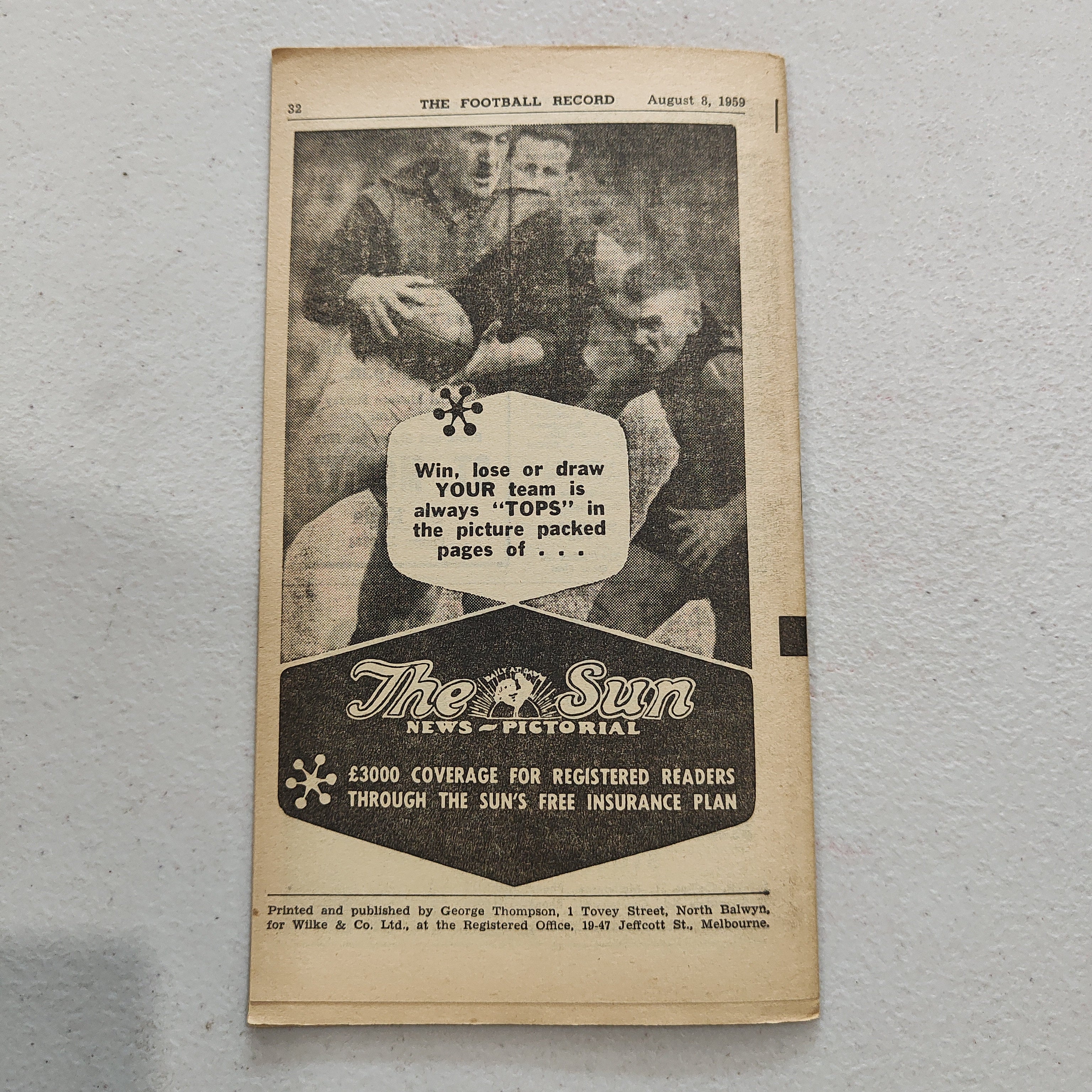 VFL 1959 August 8 Fitzroy v Geelong Football Record - Image 3