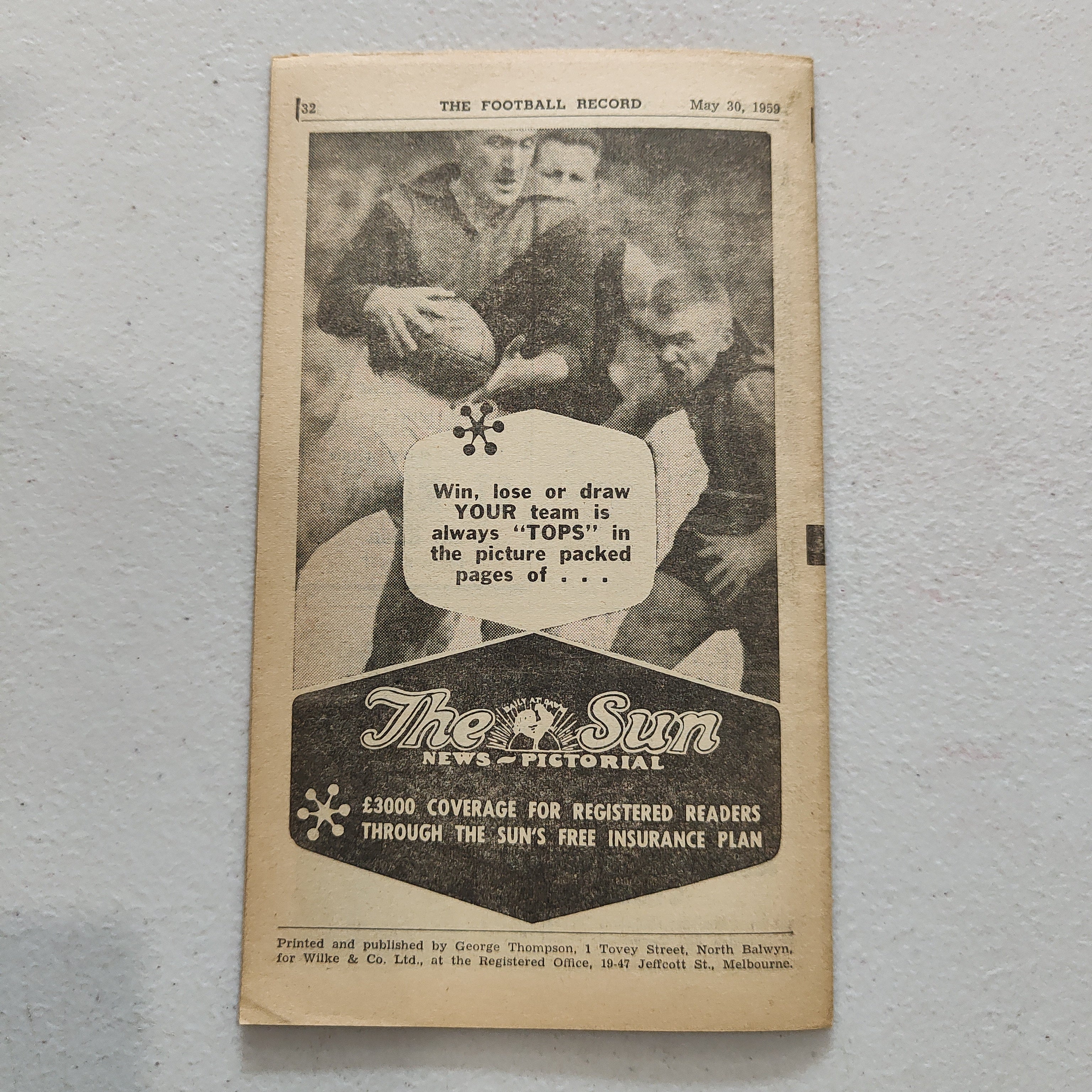 VFL 1959 May 30 Hawthorn v Carlton Football Record - Image 3