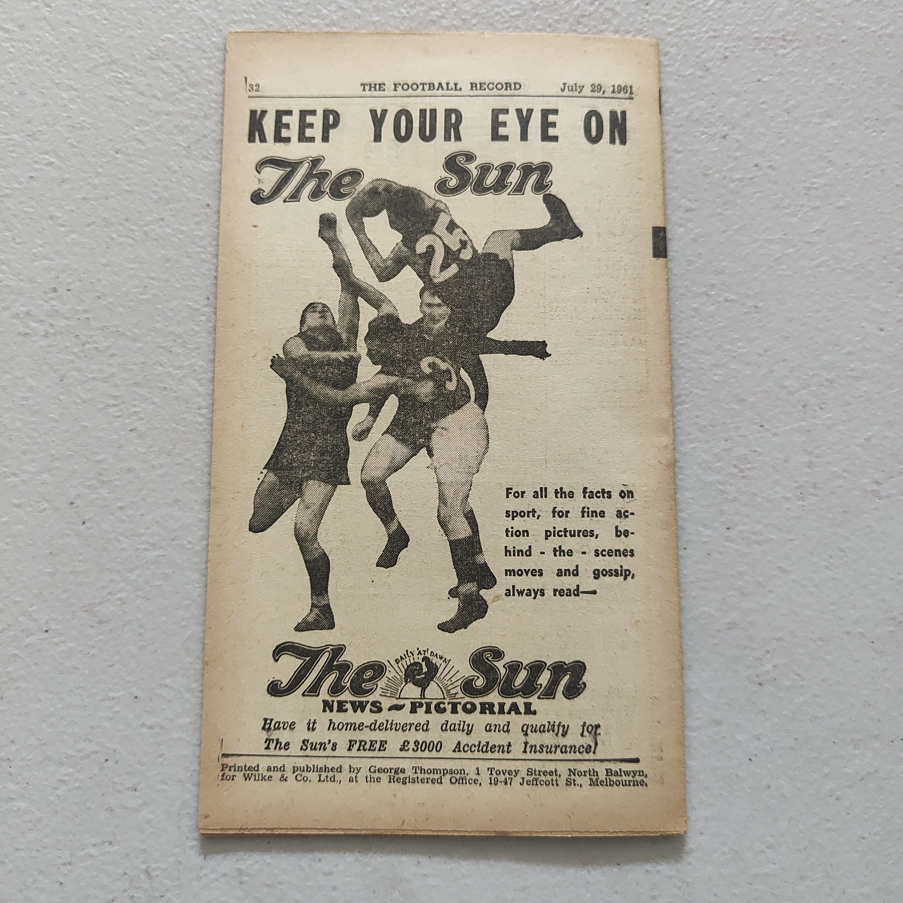 VFL 1961 July 29 South Melbourne v Richmond Football Record - Image 3