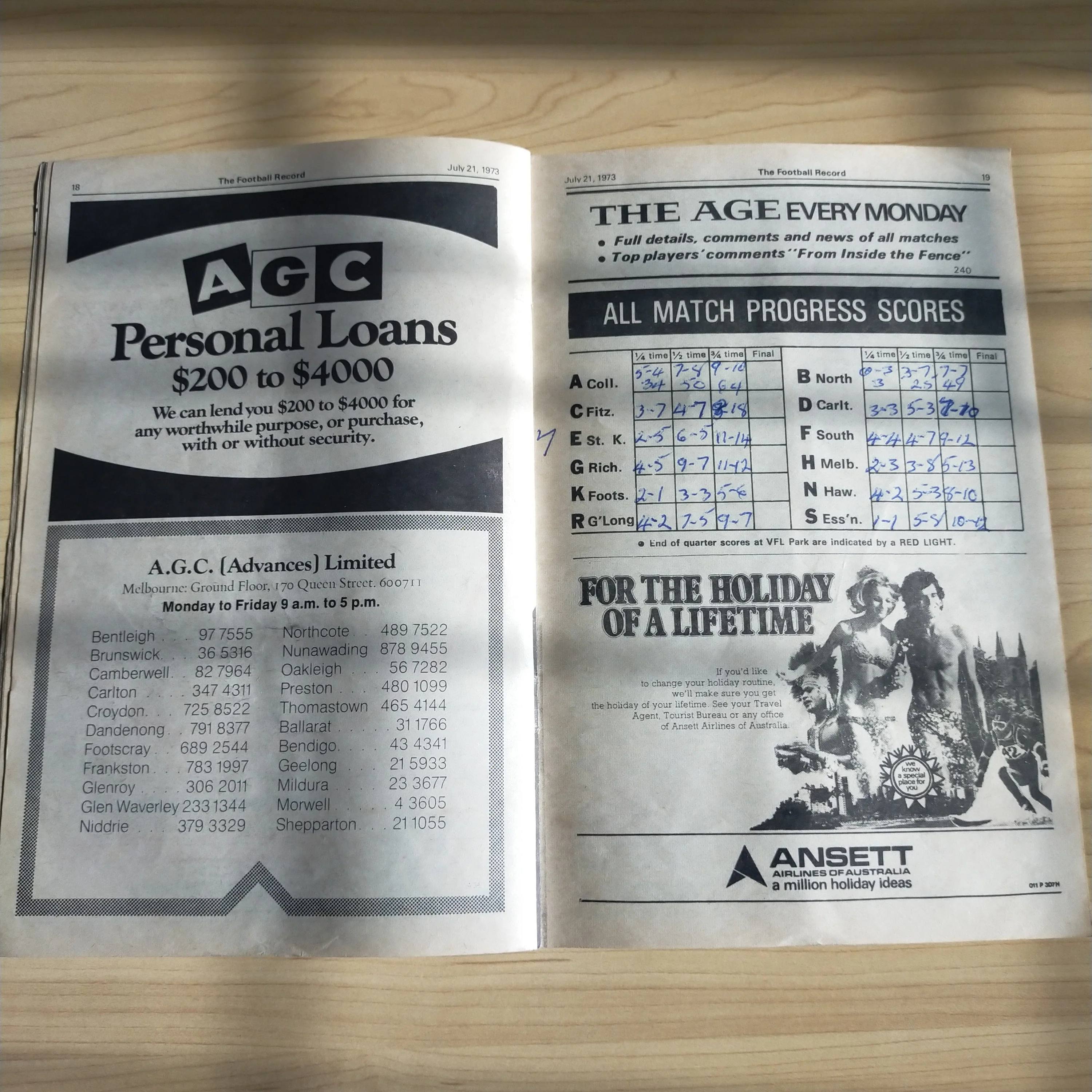 VFL 1973 July 21 Collingwood v North Melbourne Football Record - Image 3